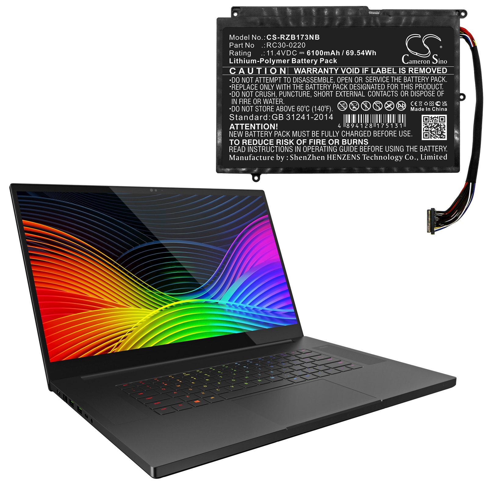 Batteri til bærbar PC for Razer Blade Pro GTX 1060, Blade Pro 17 2019 4k UHD og andre.