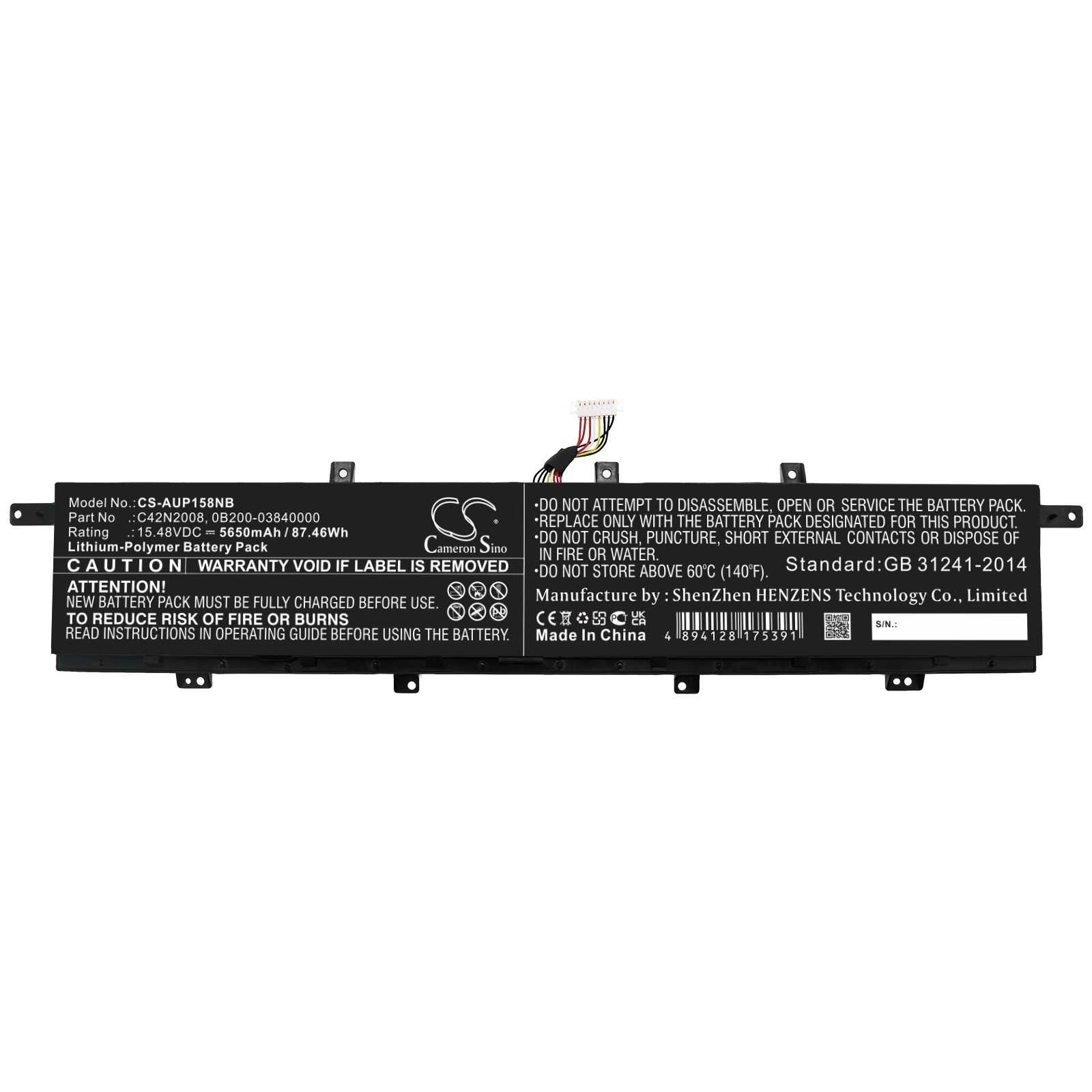 Batteri til bærbar PC for Asus ZenBook Pro Duo 15 OLED UX582LR-BP1979R og andre.