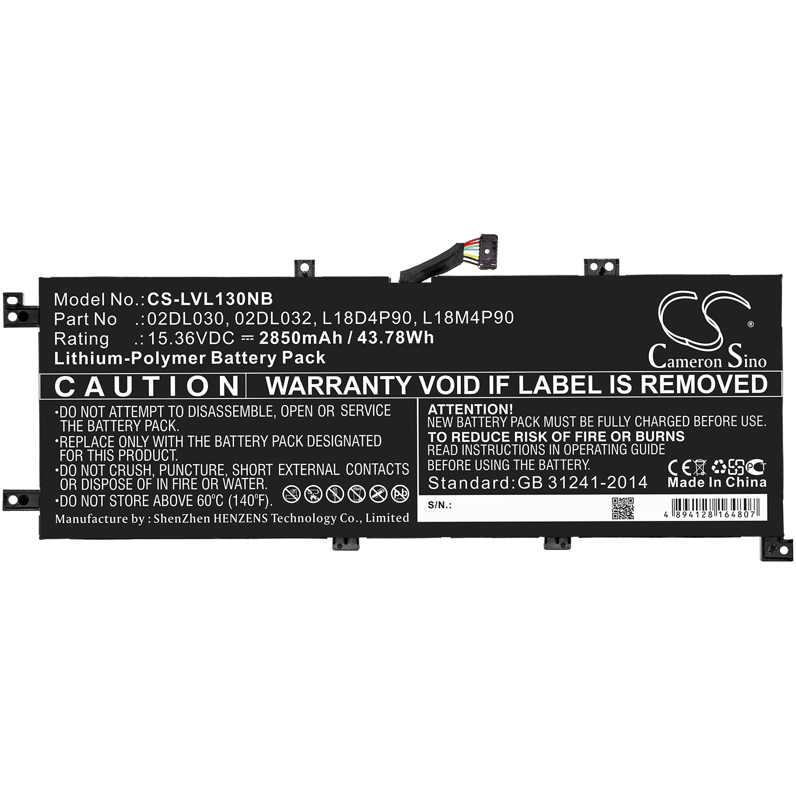 Batteri til bærbar PC for Lenovo ThinkPad L13-20R4S4L200 og andre.