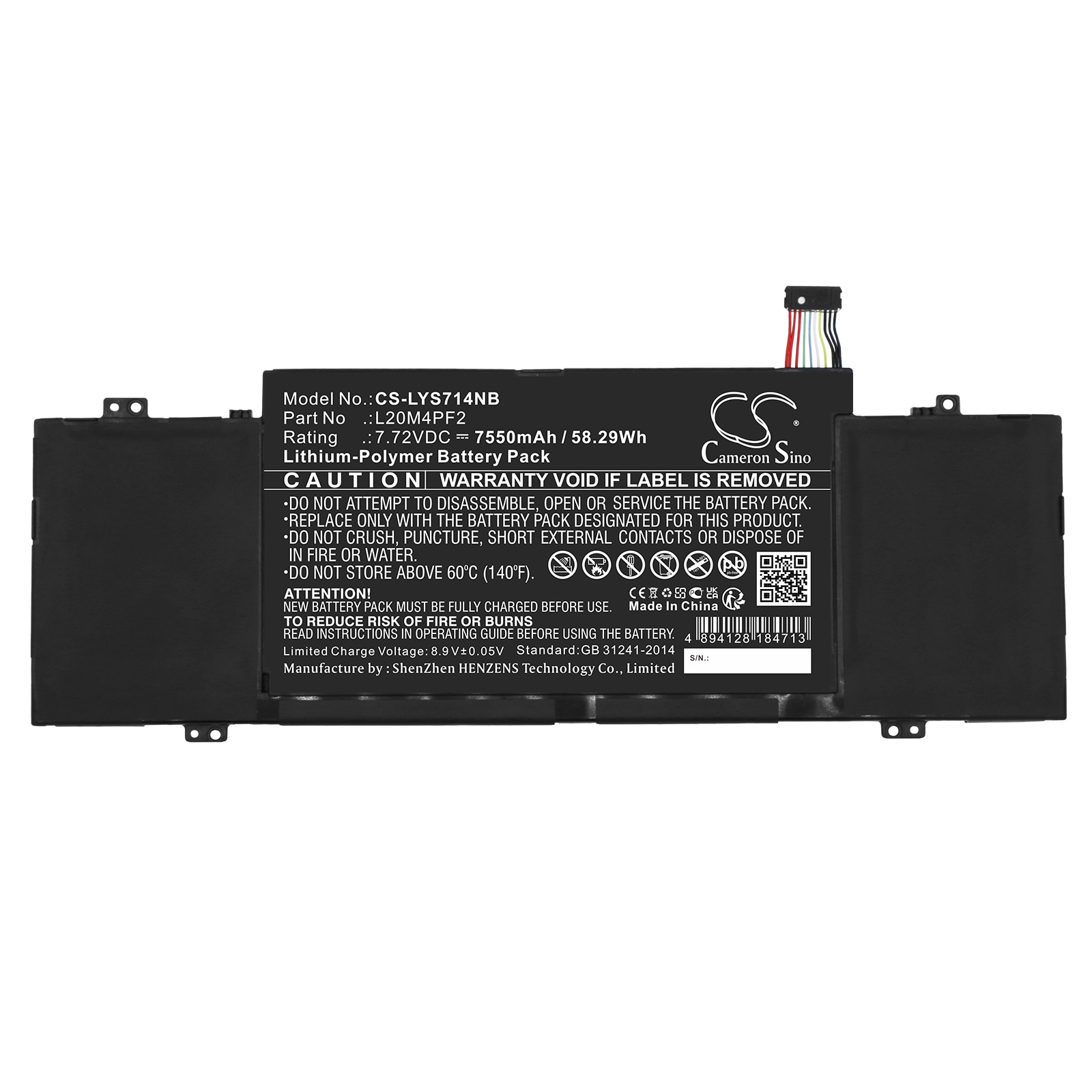 Batteri til bærbar PC for Lenovo Yoga Slim 7 Carbon 14ACN6 82L0005BVN og andre.