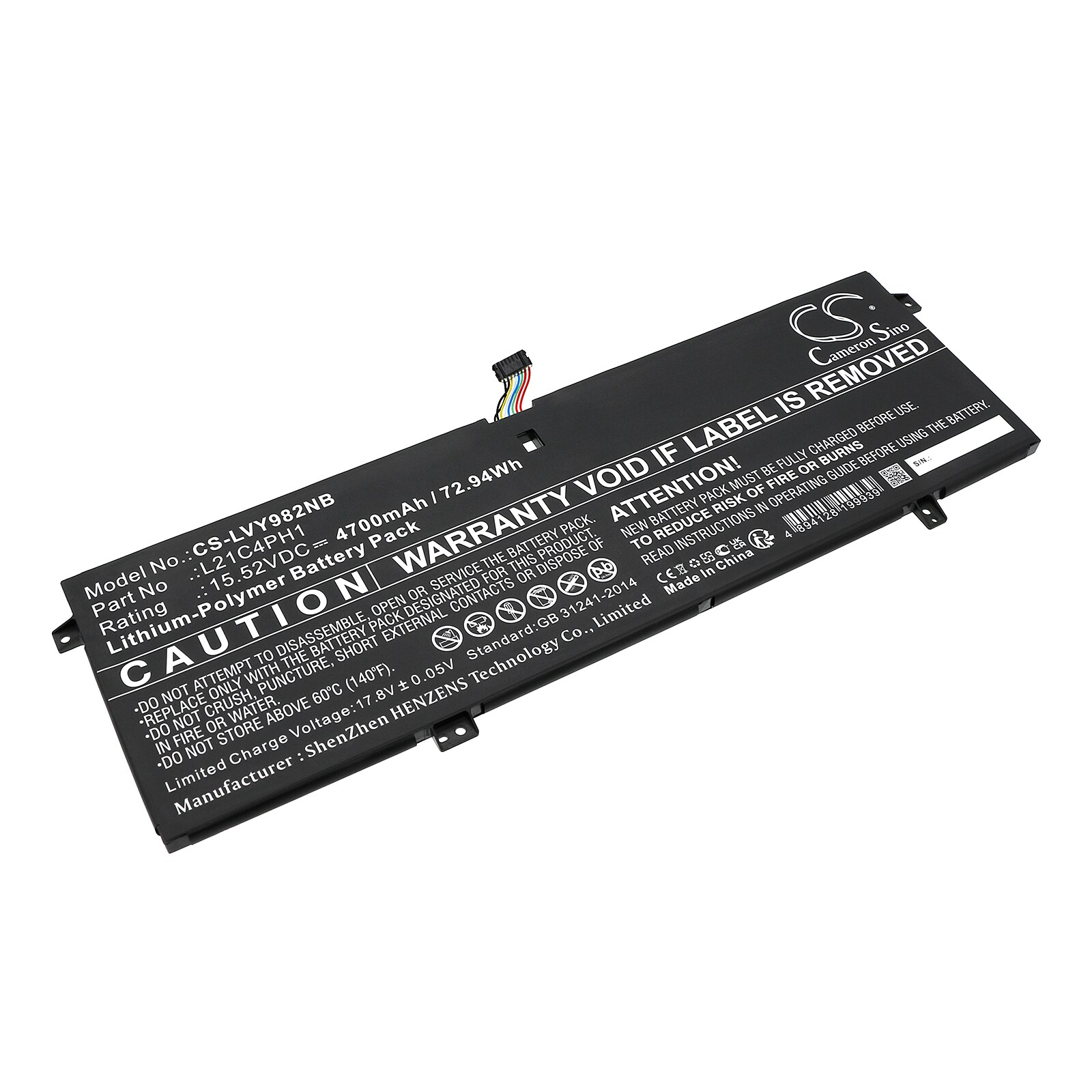 Batteri til bærbar PC for Lenovo Yoga Slim 9 14IAP7 82T0001ETA og andre.