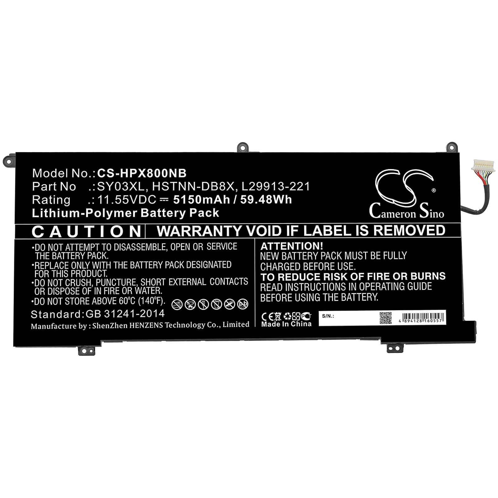 Batteri til bærbar PC for HP Chromebook X360 14 G1, Chromebook X360 14-DA og andre