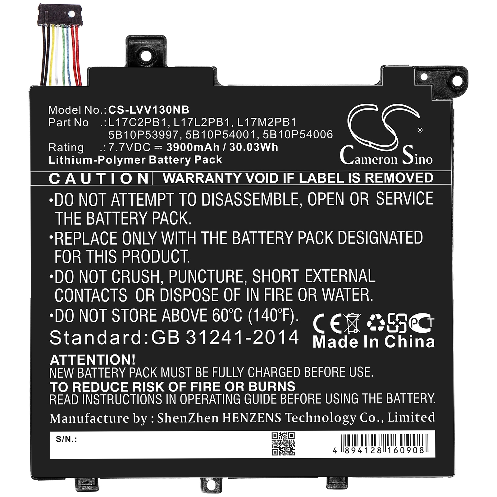 Batteri til bærbar PC for Lenovo V330-14IKB, V130-14IKB-81HQ00ENGE og andre.