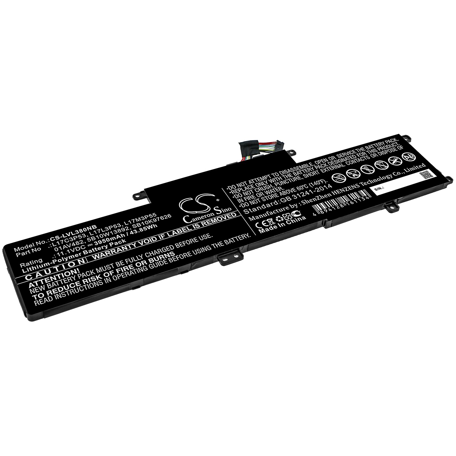 Batteri til bærbar PC for Lenovo Yoga L390, ThinkPad L380 og andre.