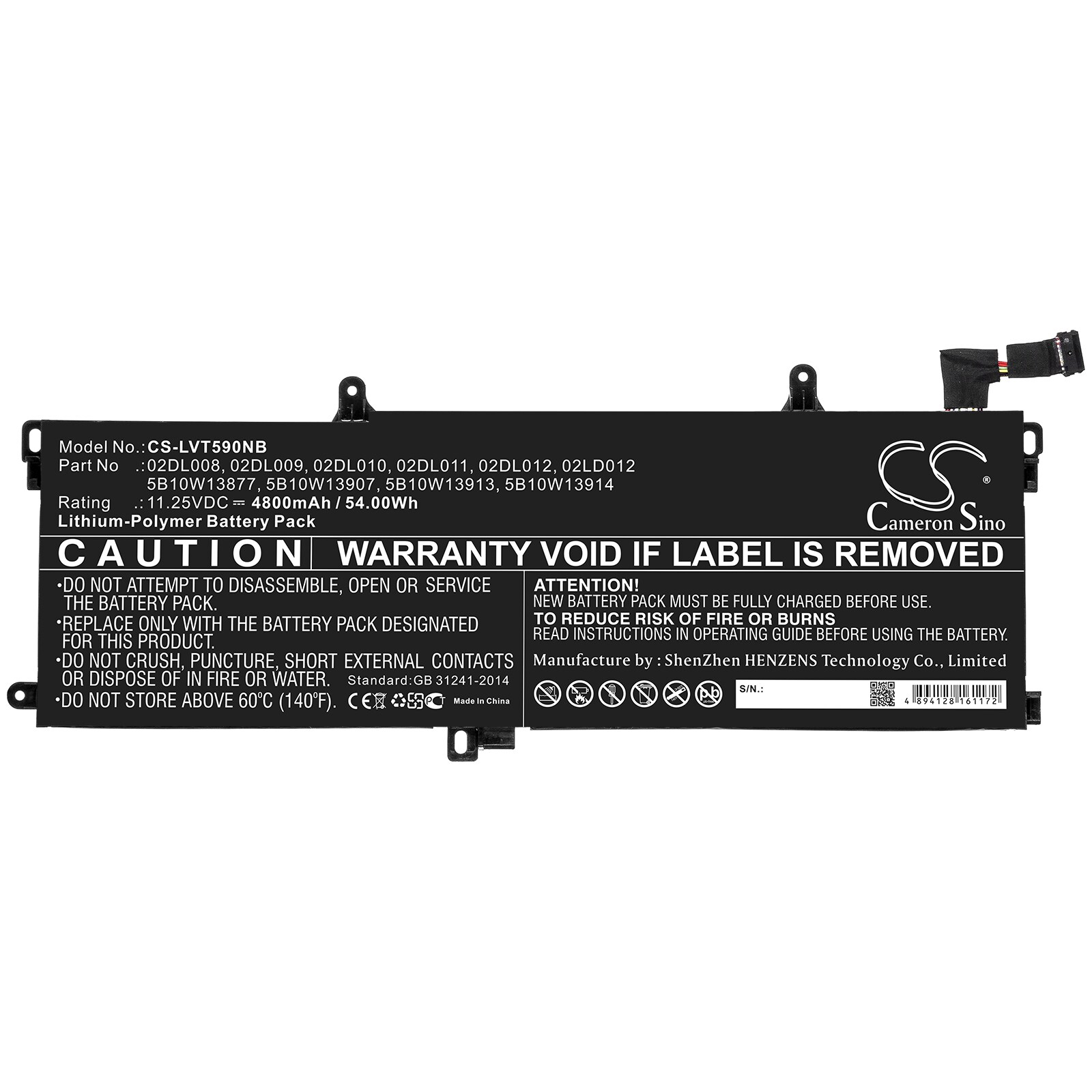 Batteri til bærbar PC for Lenovo ThinkPad T590, ThinkPad T15 og andre.