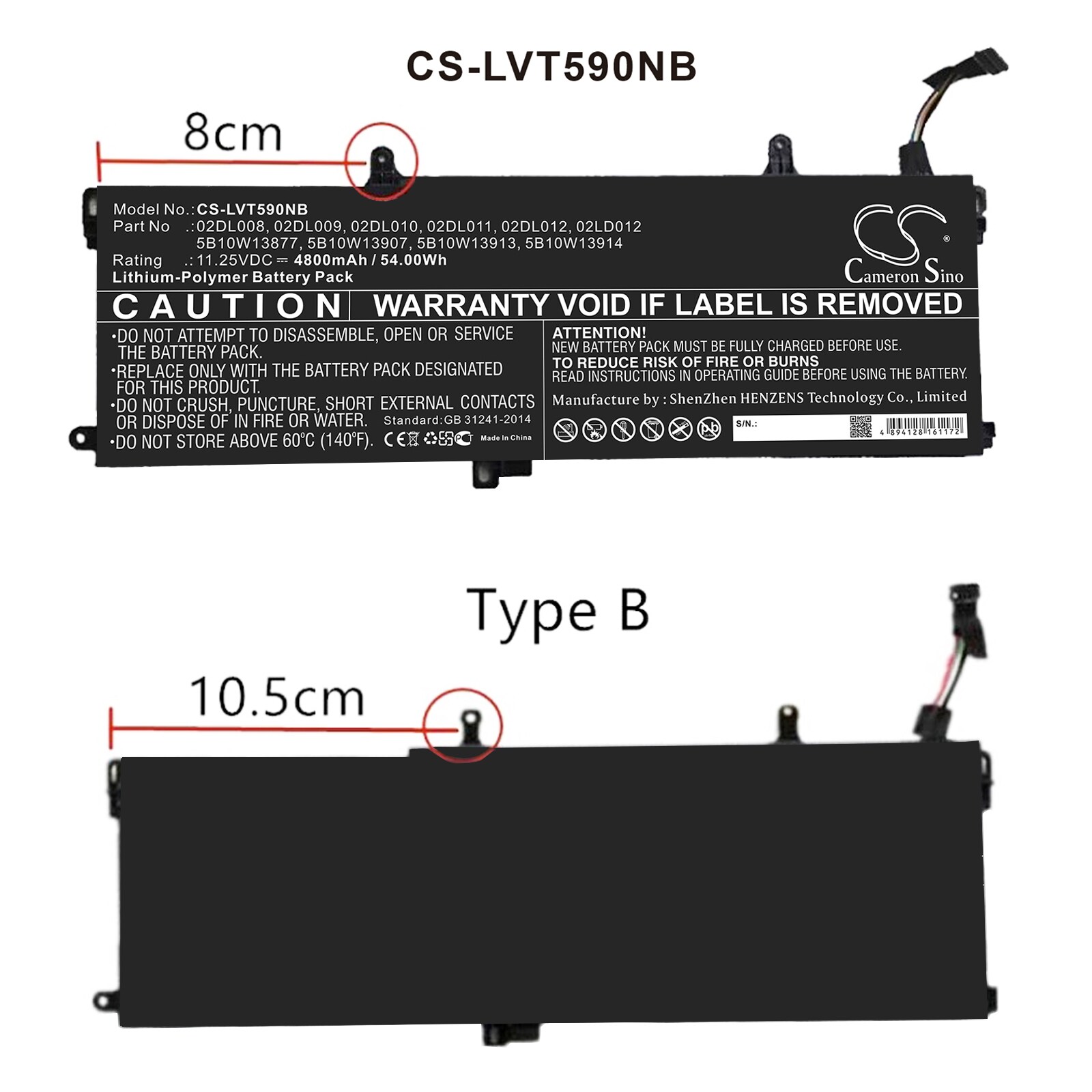 Batteri til bærbar PC for Lenovo ThinkPad T590, ThinkPad T15 og andre.