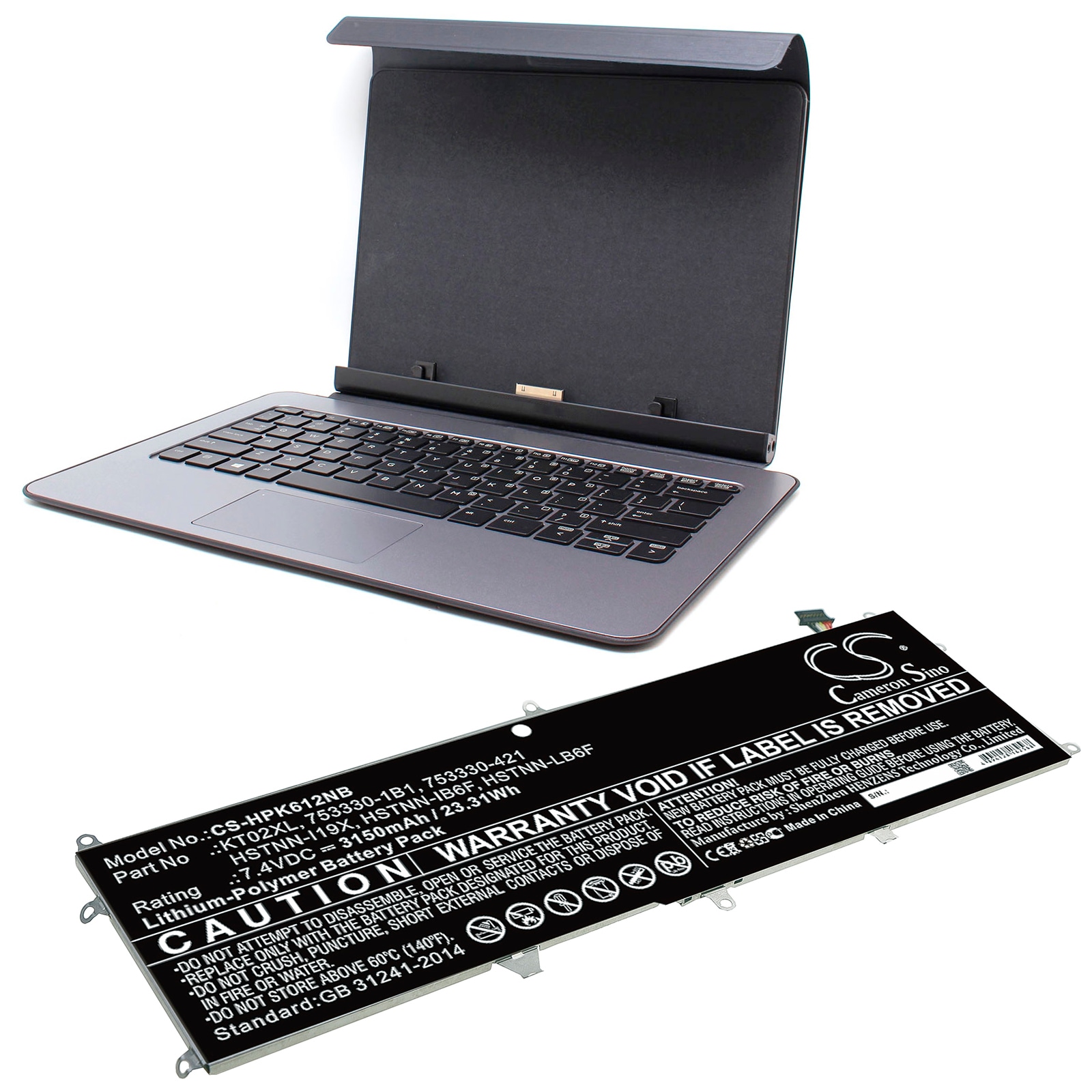 Batteri til bærbar PC for HP Pro X2 612 G1-tastatur