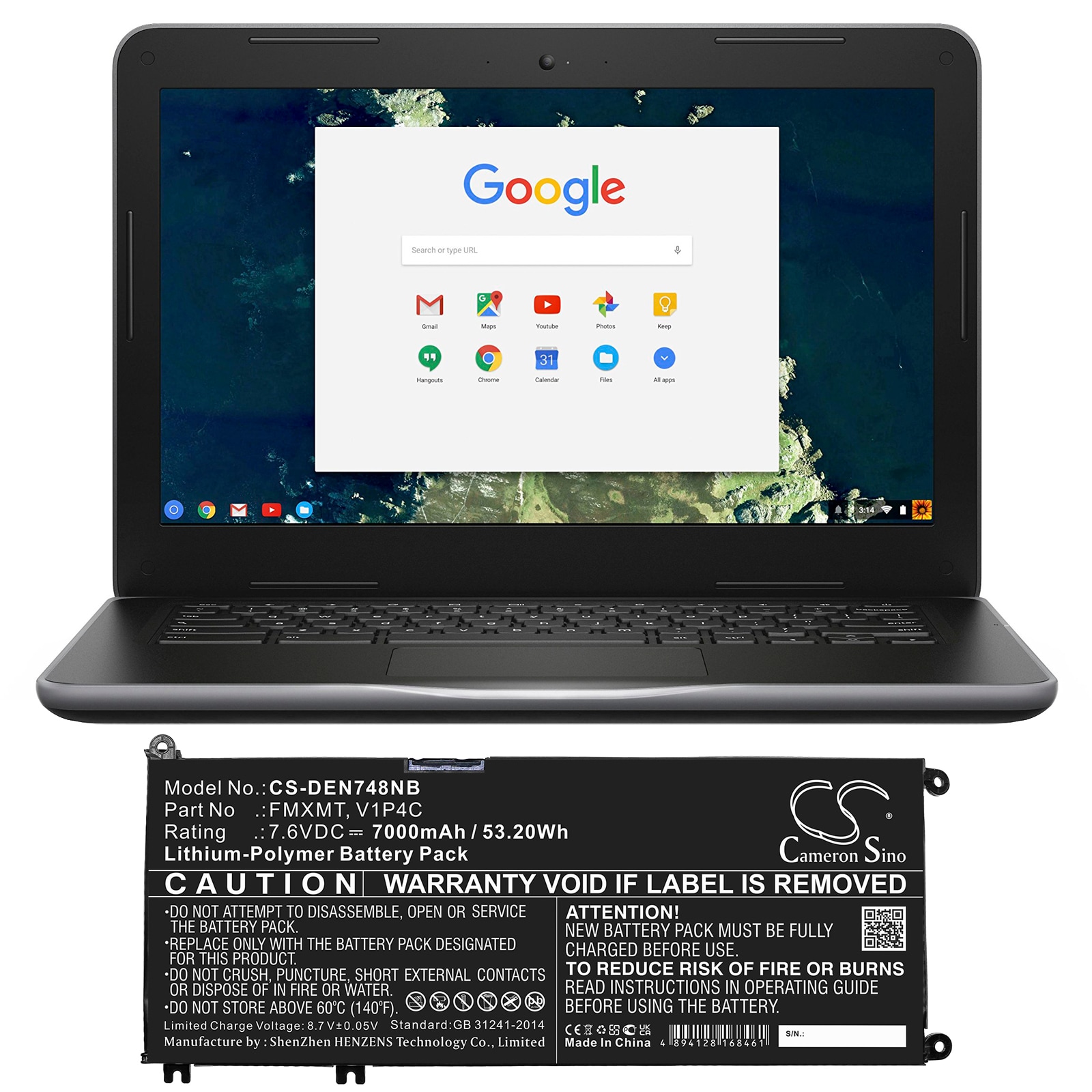 Batteri til bærbar PC for DELL Chromebook 13 3380-6TXJ4 og andre