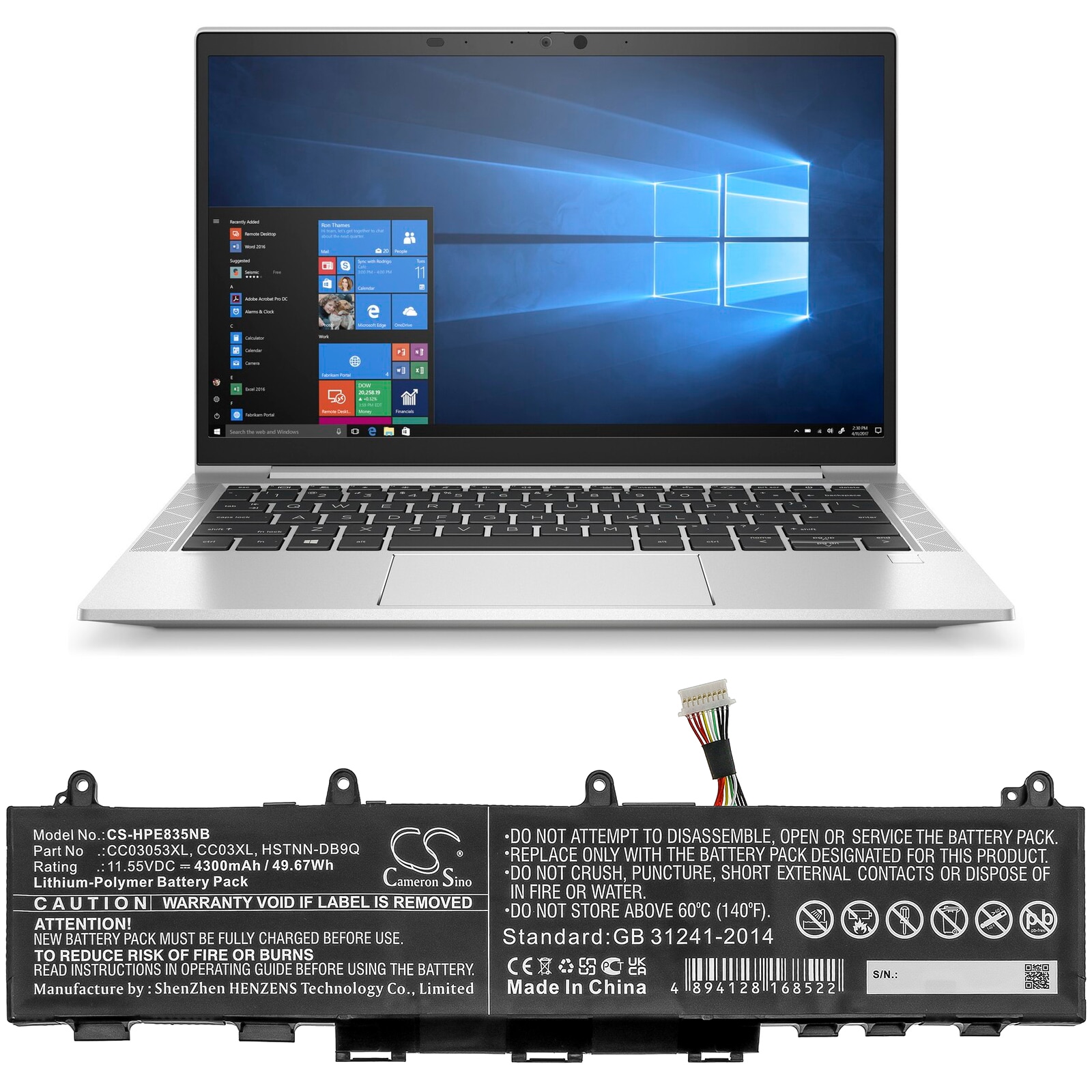 Batteri til bærbar PC for HP EliteBook 835 G7 23Y57EA og andre