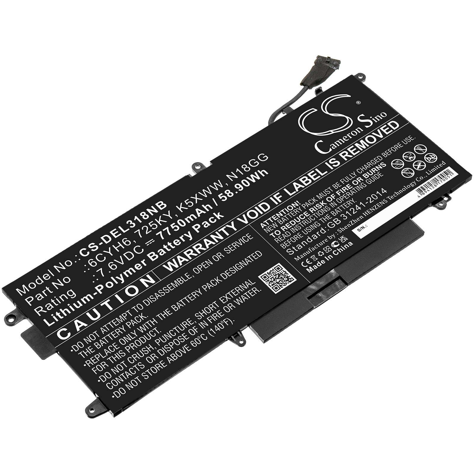 Batteri til bærbar PC for DELL N003L7390-C-D1606FTCN, Latitude E5289 og andre.