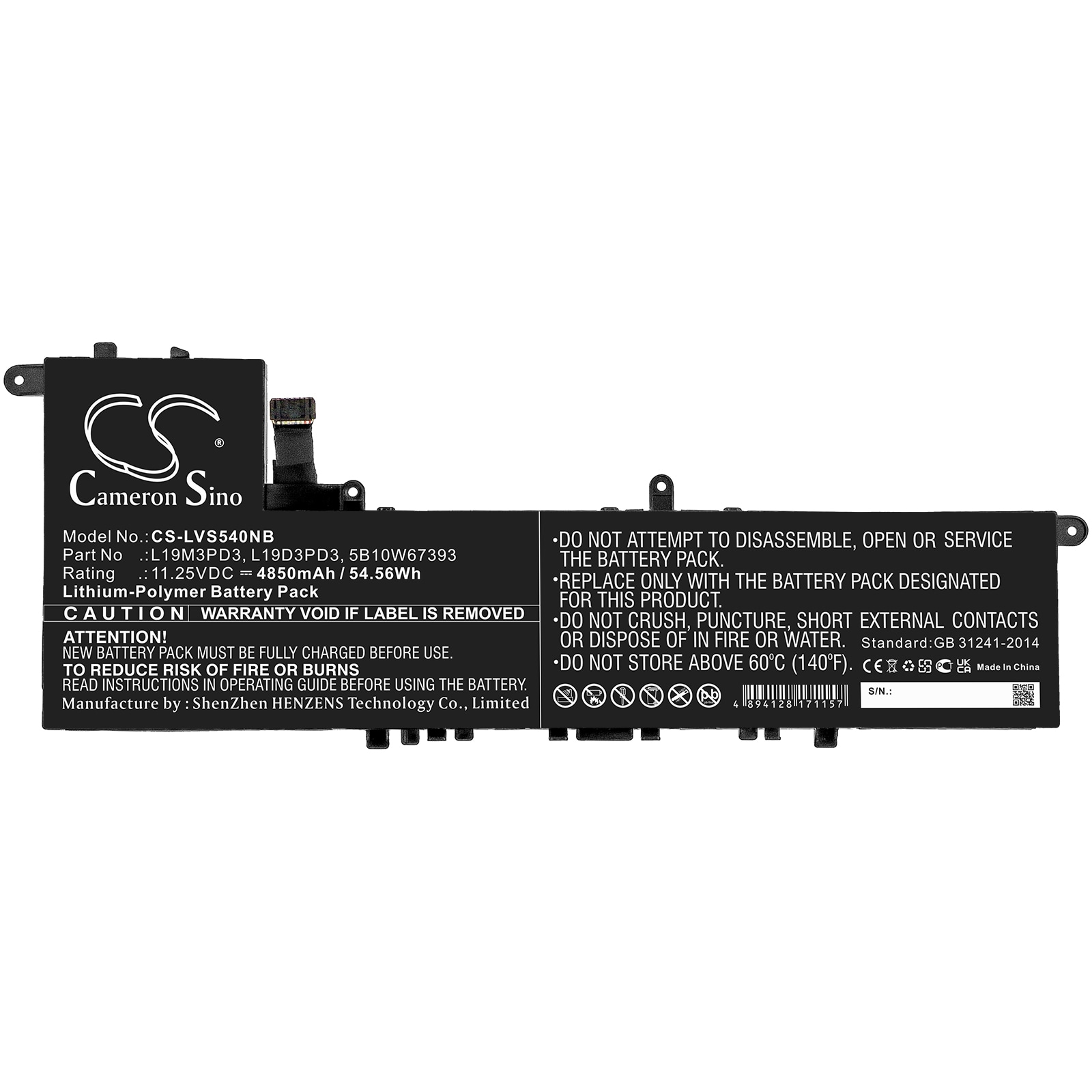 Bærbart batteri for Lenovo xiaoxin Pro13 2020, IdeaPad S540 13ARE og andre.