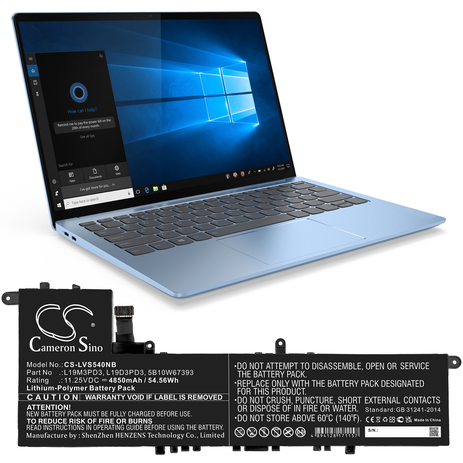 Bærbart batteri for Lenovo xiaoxin Pro13 2020, IdeaPad S540 13ARE og andre.