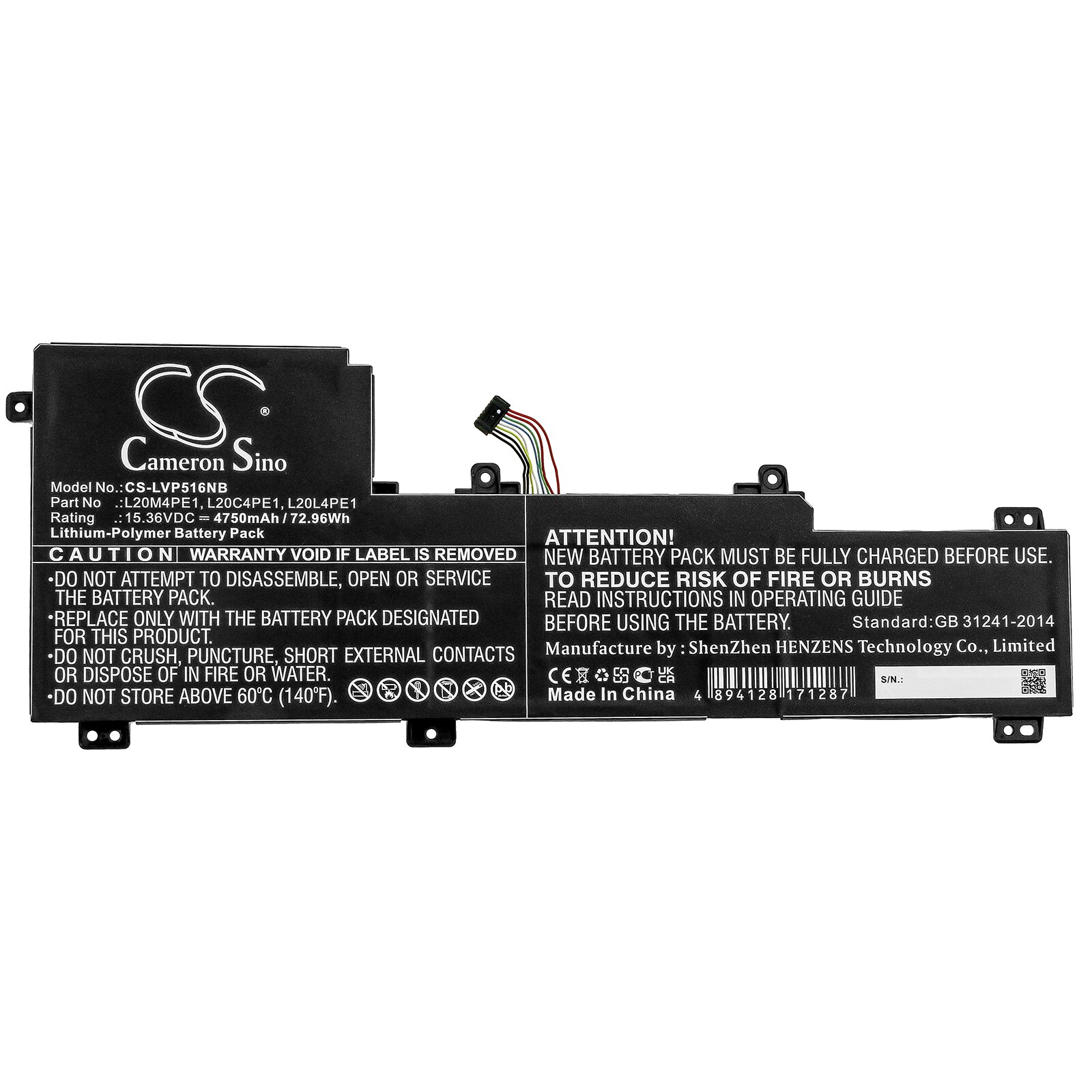 Batteri til bærbar PC for Lenovo IdeaPad 5 Pro, IdeaPad 5 Pro-16IHU6 og andre.
