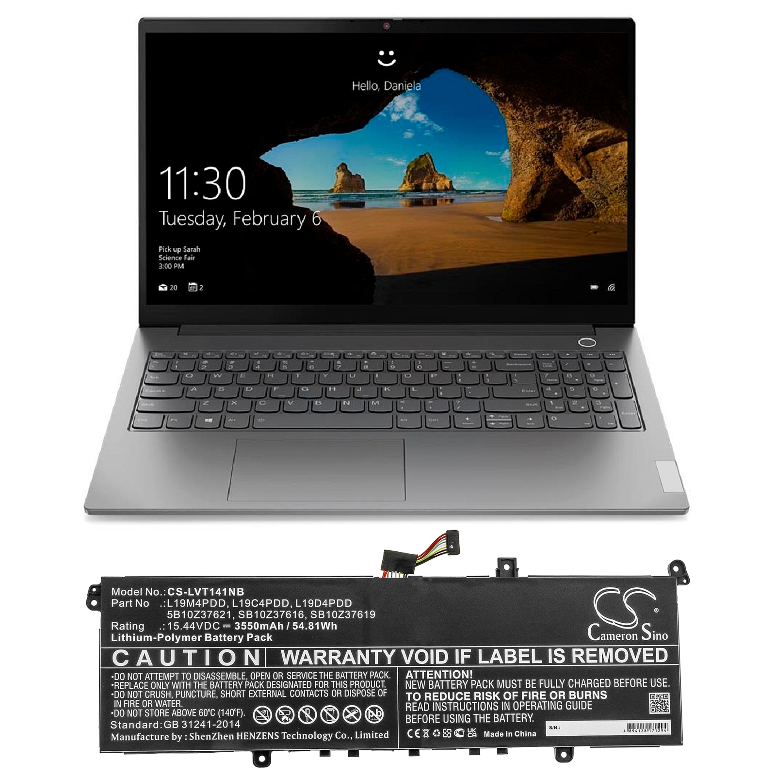 Batteri til bærbar PC for Lenovo ThinkBook 13s G2 ITL-20V9000LAU og andre.