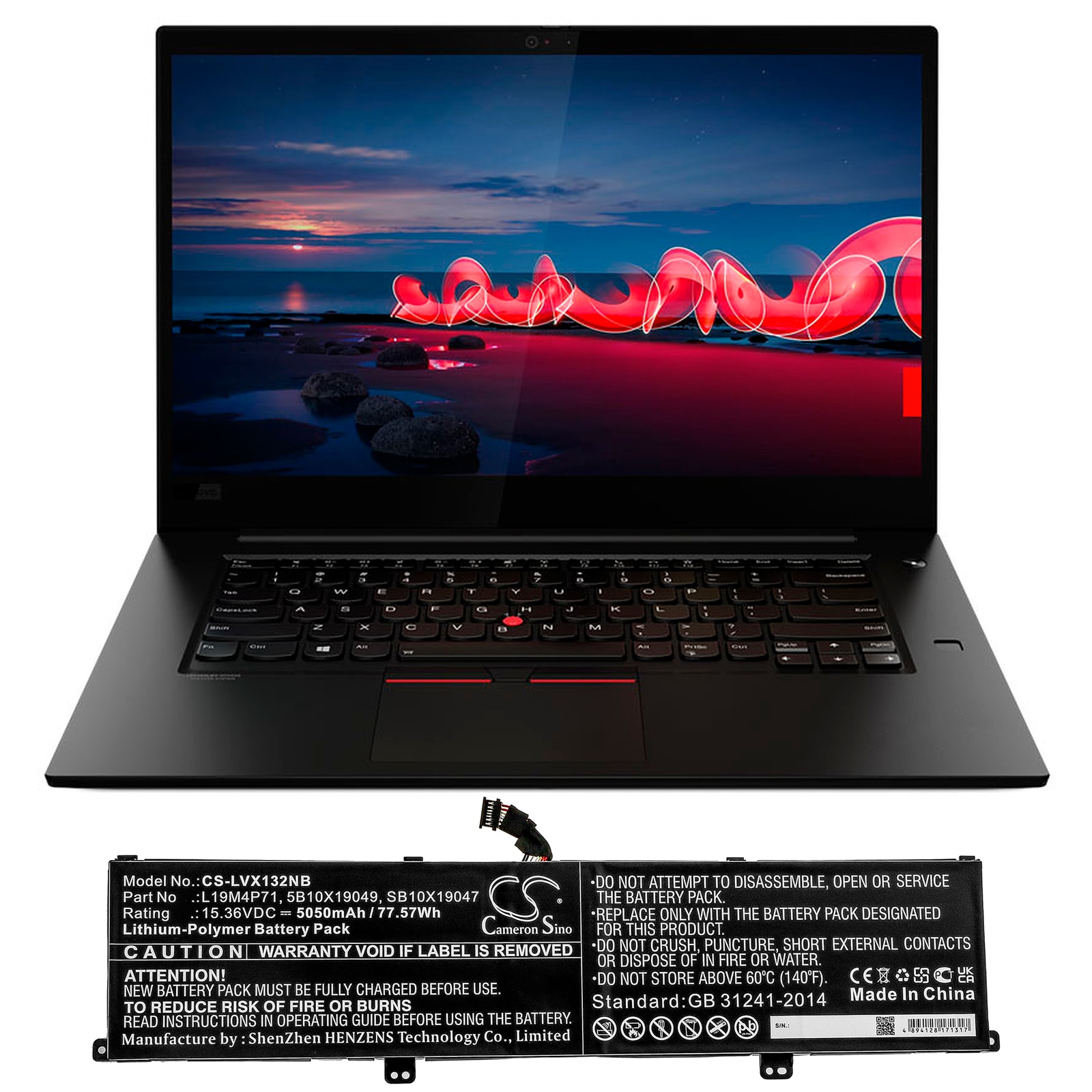 Batteri til bærbar PC for Lenovo ThinkPad X1 Extreme Gen 3 og andre.