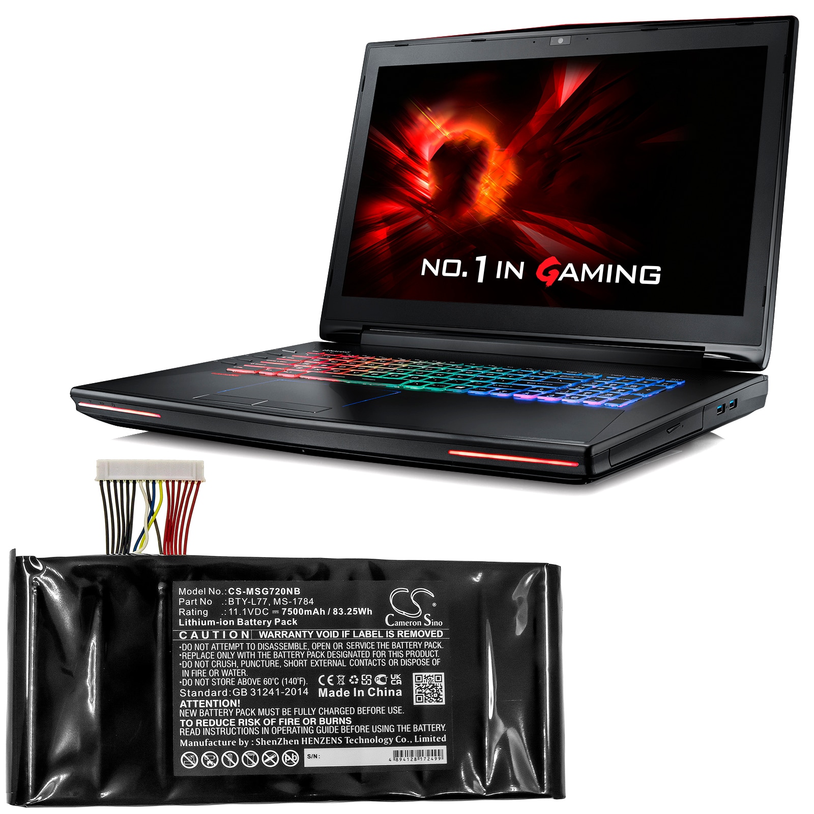 MSI GT72 Laptopbatteri – Kraftig 7500 mAh Lang Levetid Li-ion Batteri