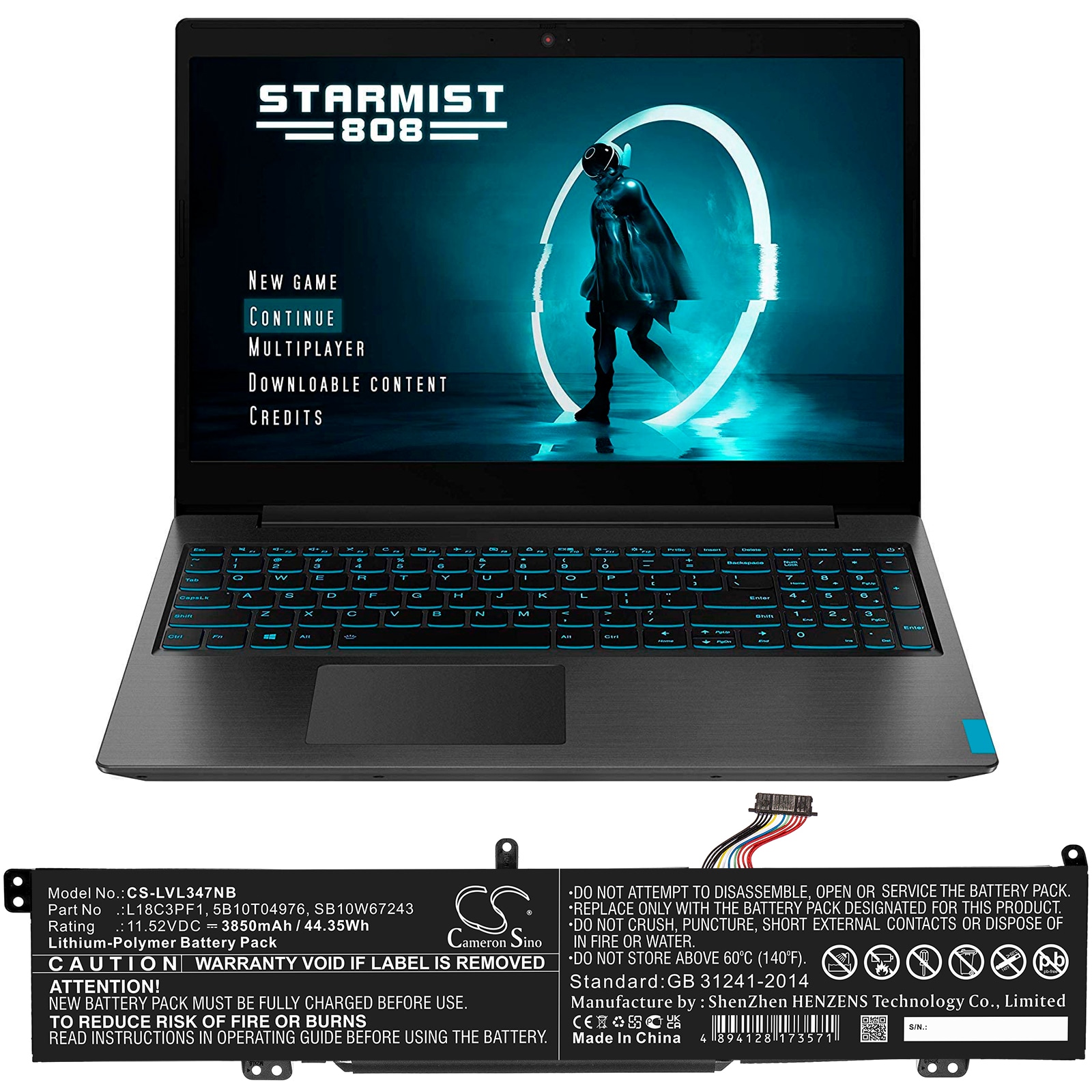 Batteri til bærbar PC for Lenovo Ideapad L340 17 Gaming og andre.