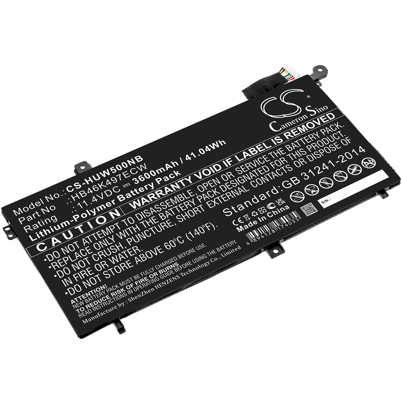 Batteri til bærbar PC for Huawei MateBook D, 53010BAJ, Matebook D I5 8G og andre.