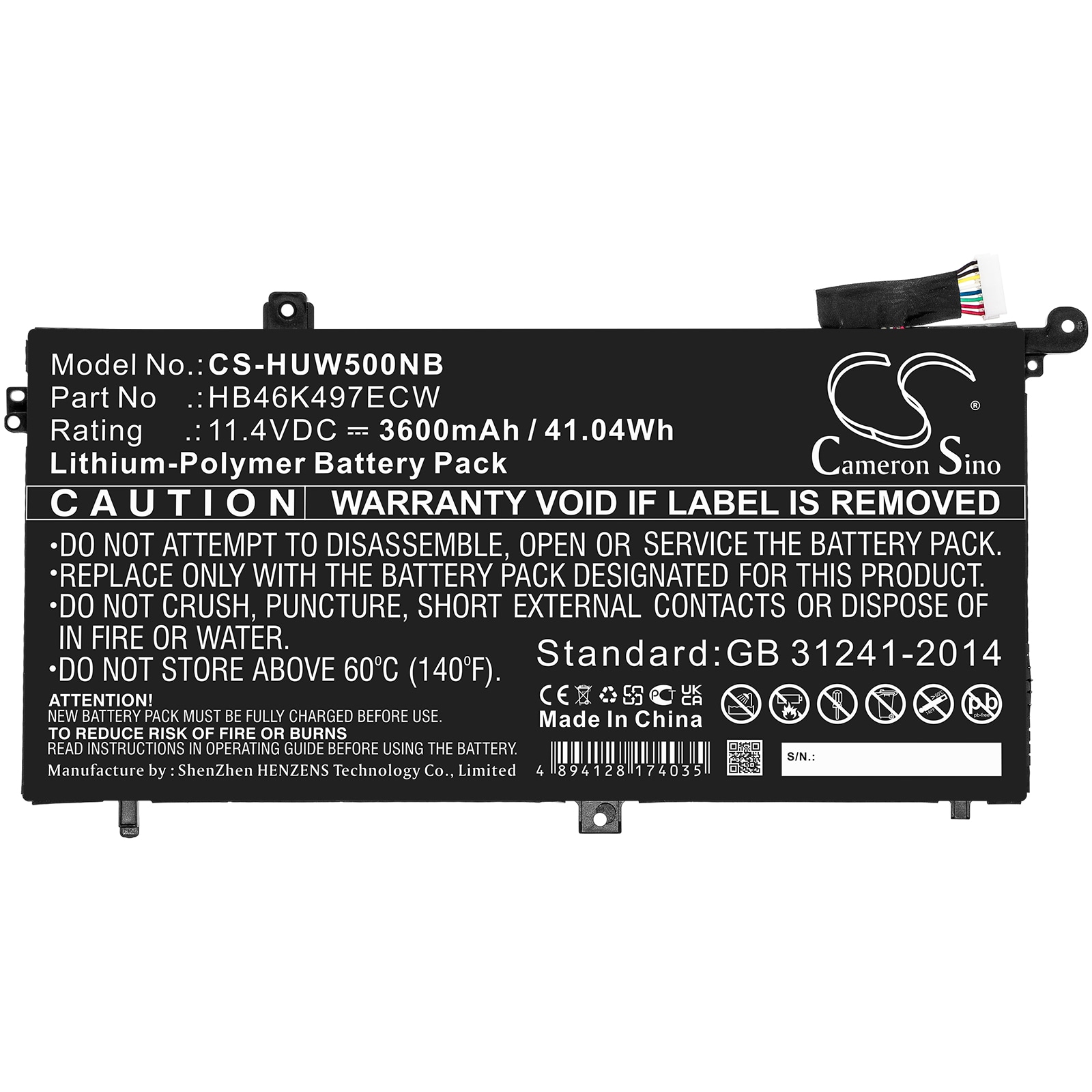 Batteri til bærbar PC for Huawei MateBook D, 53010BAJ, Matebook D I5 8G og andre.