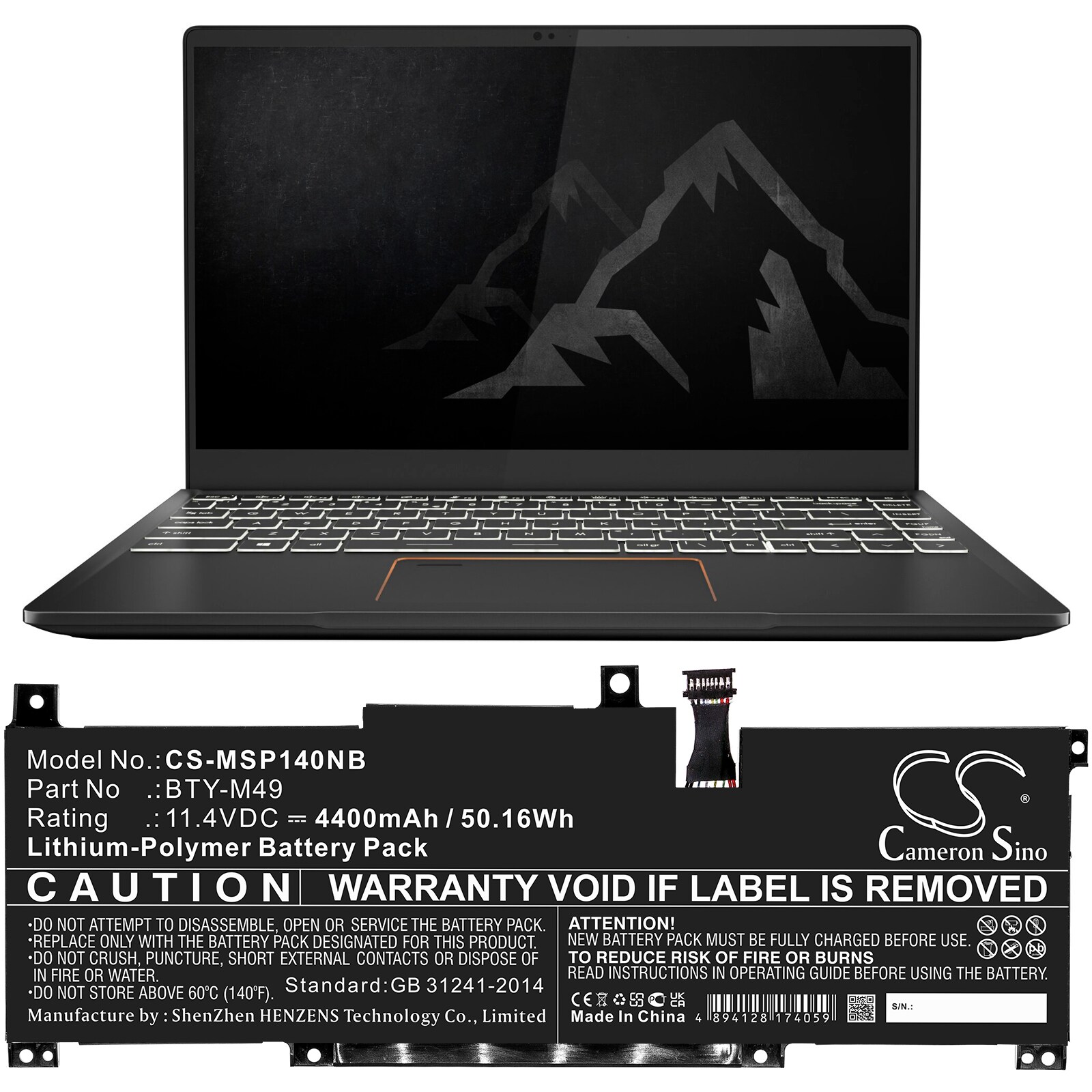 Batteri til bærbar PC for MSI GSP14, Modern-14-B11SB-273JP og andre