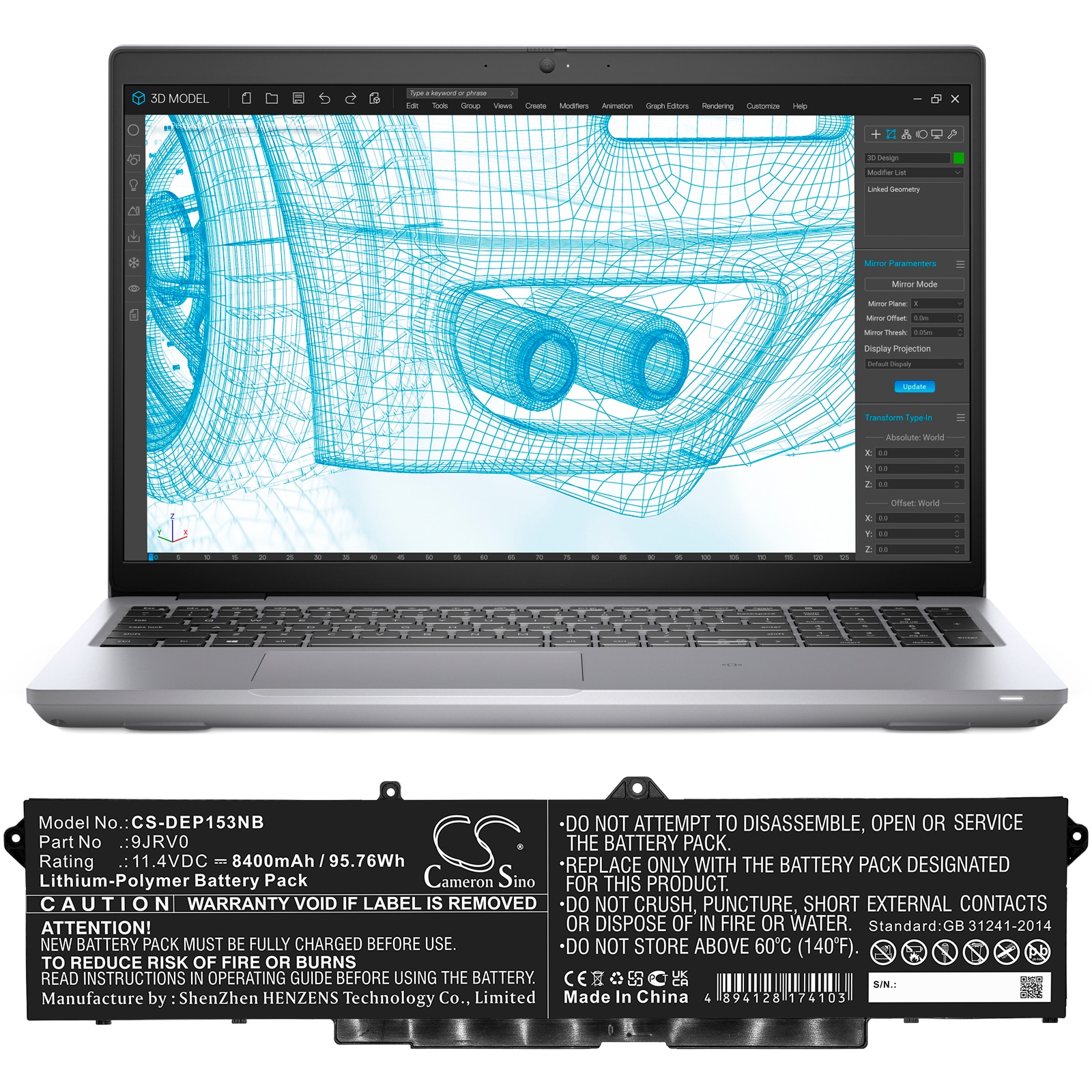 Batteri til bærbar PC for DELL Precision 15 3561