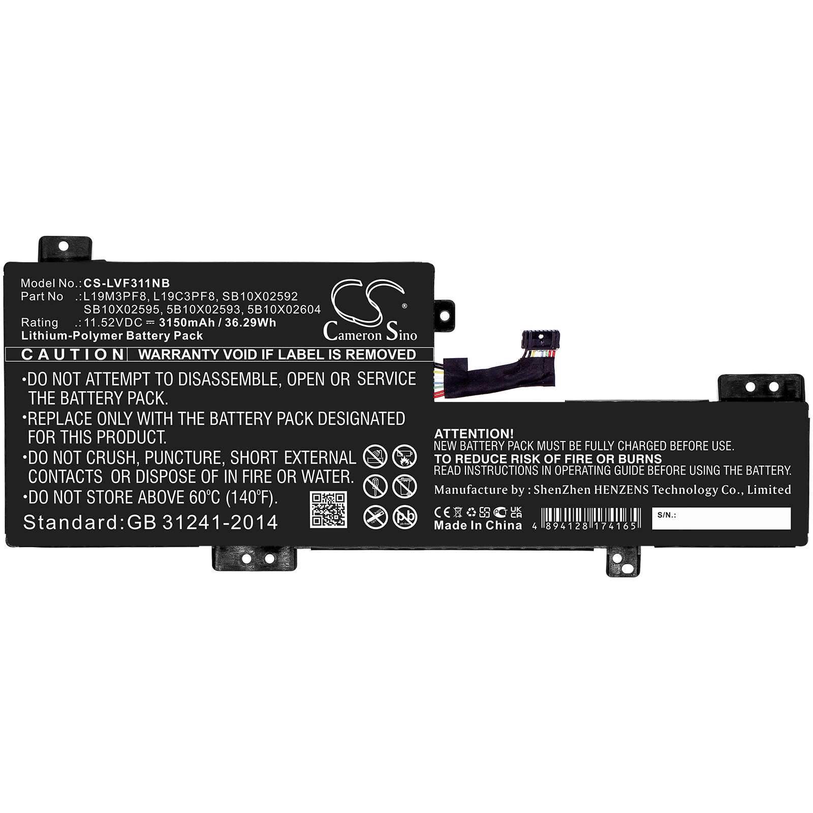 Batteri til bærbar PC for Lenovo IdeaPad Flex 3 11IGL05 og andre.