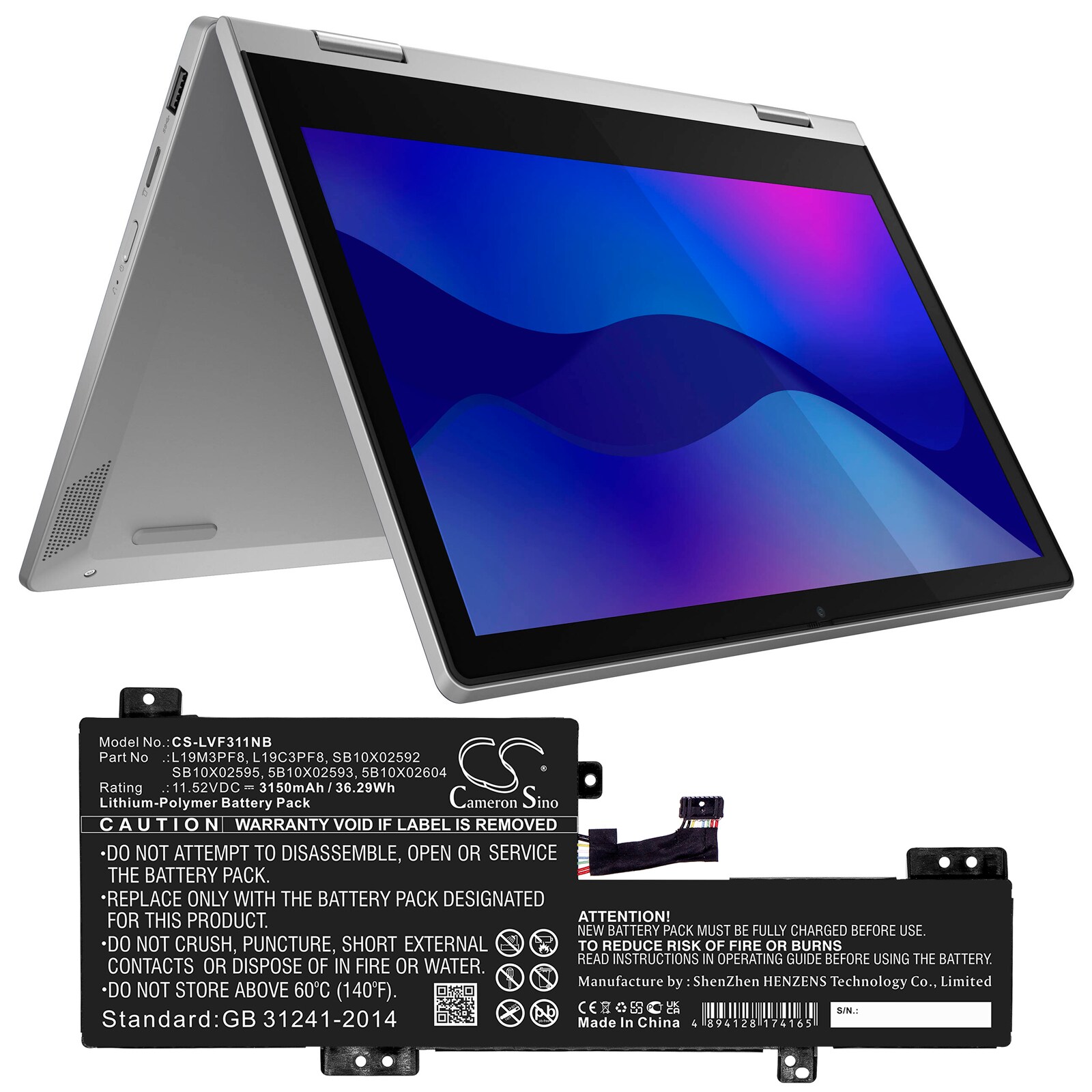 Batteri til bærbar PC for Lenovo IdeaPad Flex 3 11IGL05 og andre.
