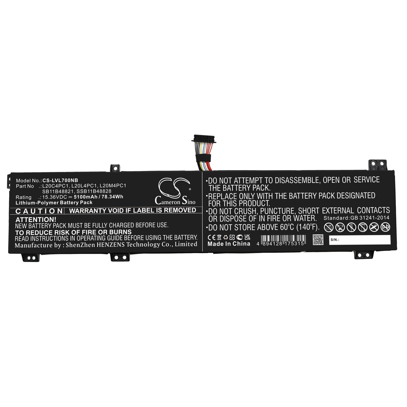 Batteri til bærbar PC for Lenovo Legion 7 16ACHg6 82N6005WMB og andre.