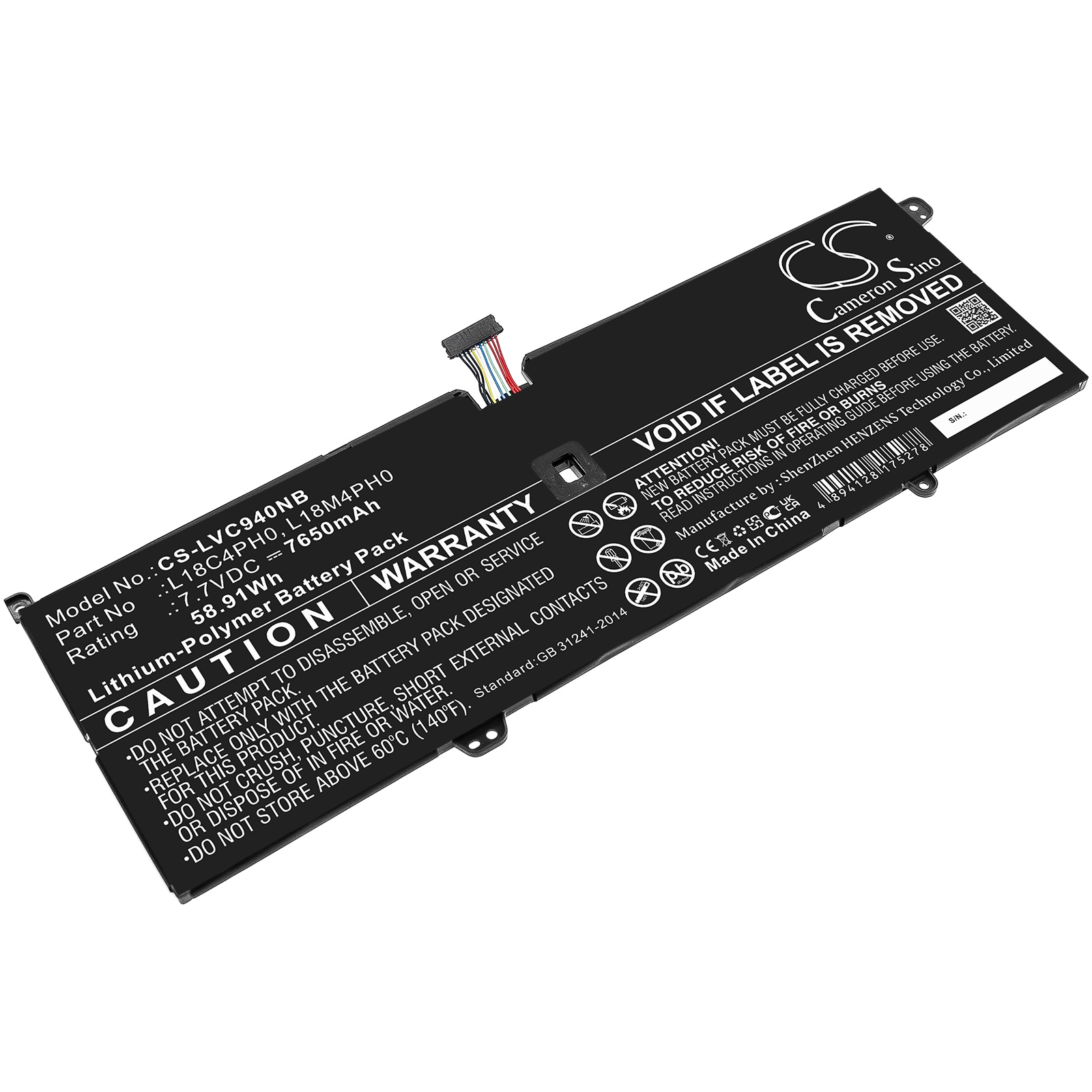 Batteri til bærbar PC for Lenovo Yoga C940-14IIL 81Q90019JP og andre.