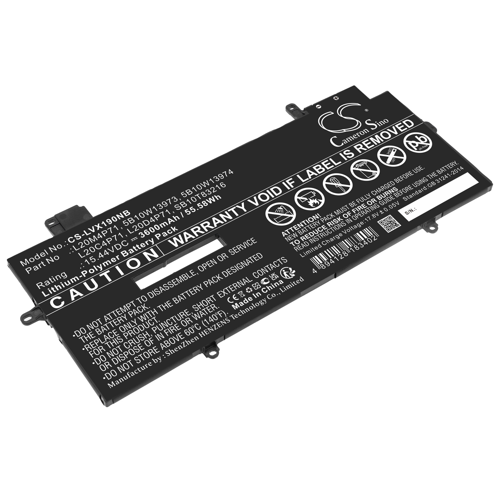 Batteri til bærbar PC for Lenovo ThinkPad X1 Carbon Gen 9-20XW005JGM og andre.
