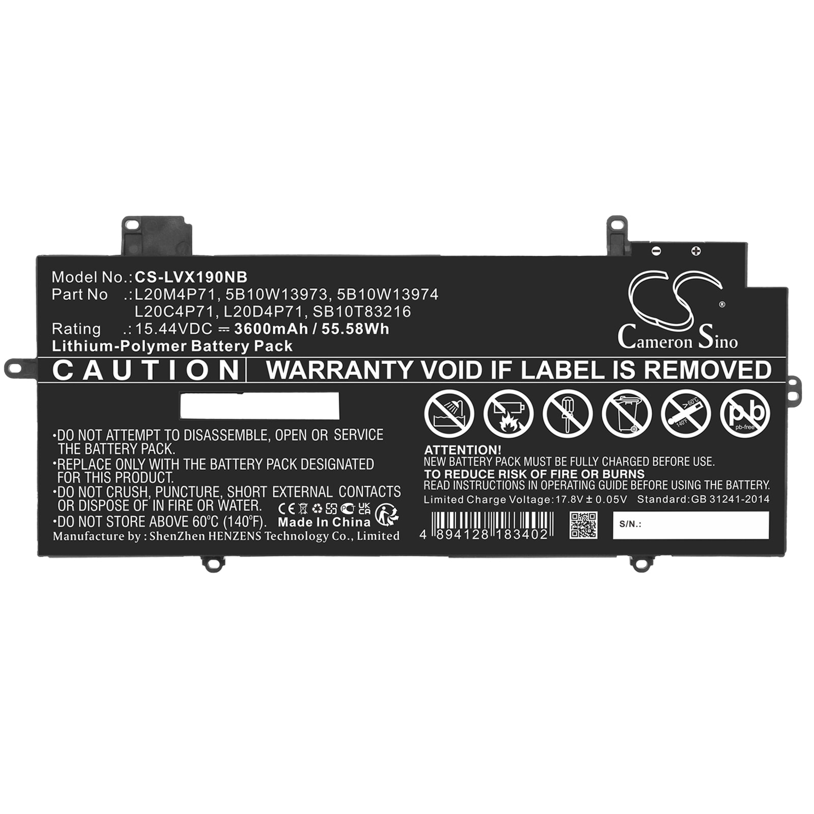 Batteri til bærbar PC for Lenovo ThinkPad X1 Carbon Gen 9-20XW005JGM og andre.