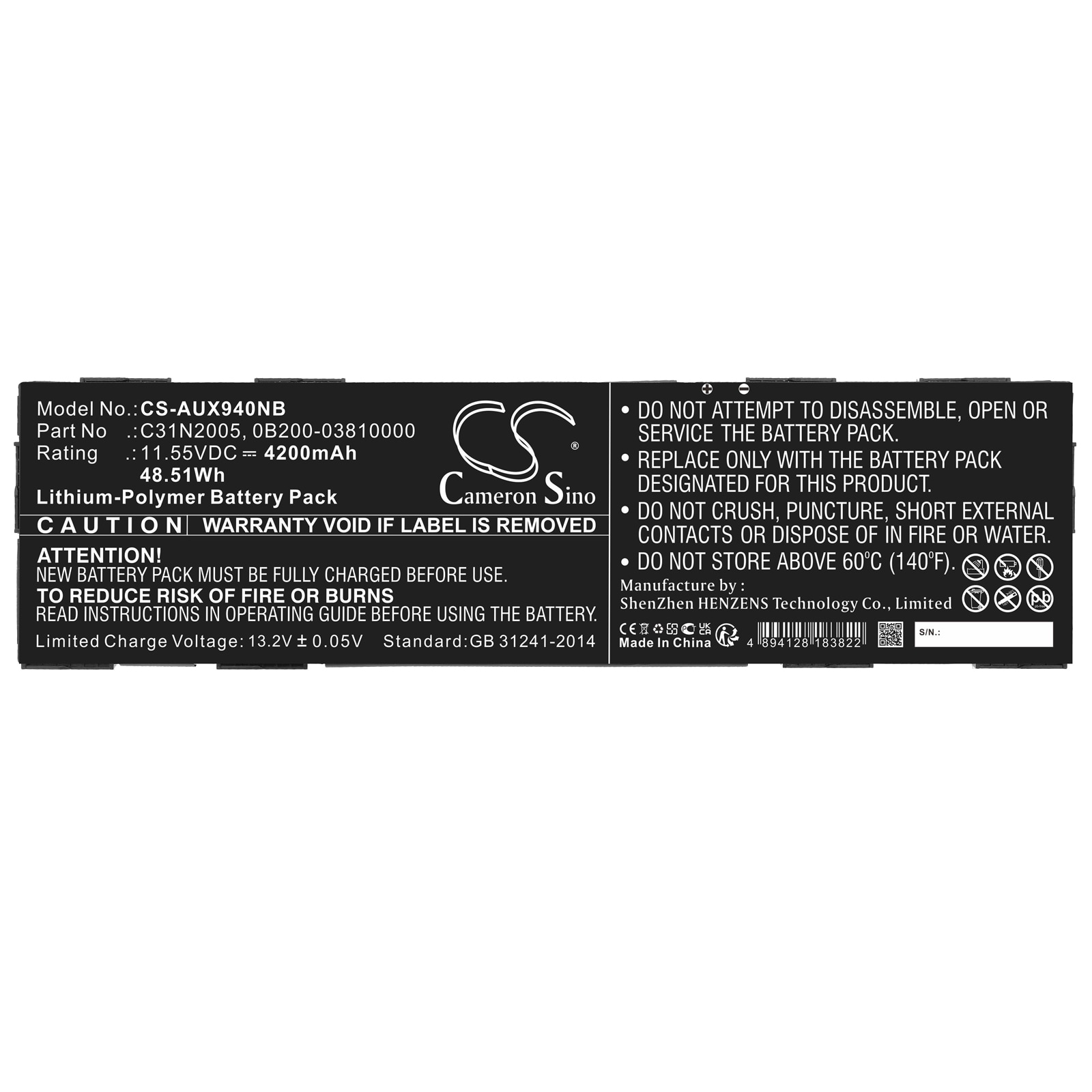 Batteri til bærbar PC for Asus ChromeBook CX9, ExpertBook B3 Flip B3402FBA og andre.