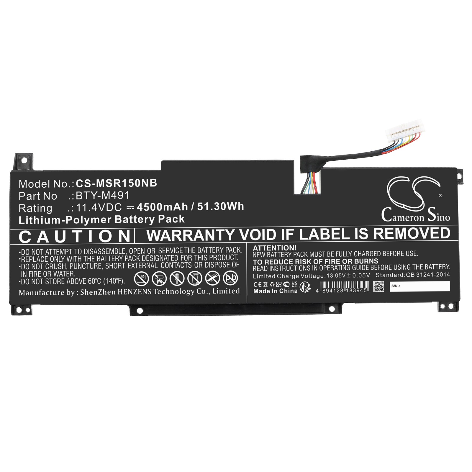 Batteri til bærbar PC for MSI Modern 15 A10M-296IN, Modern 15 A10M-627XES og andre.