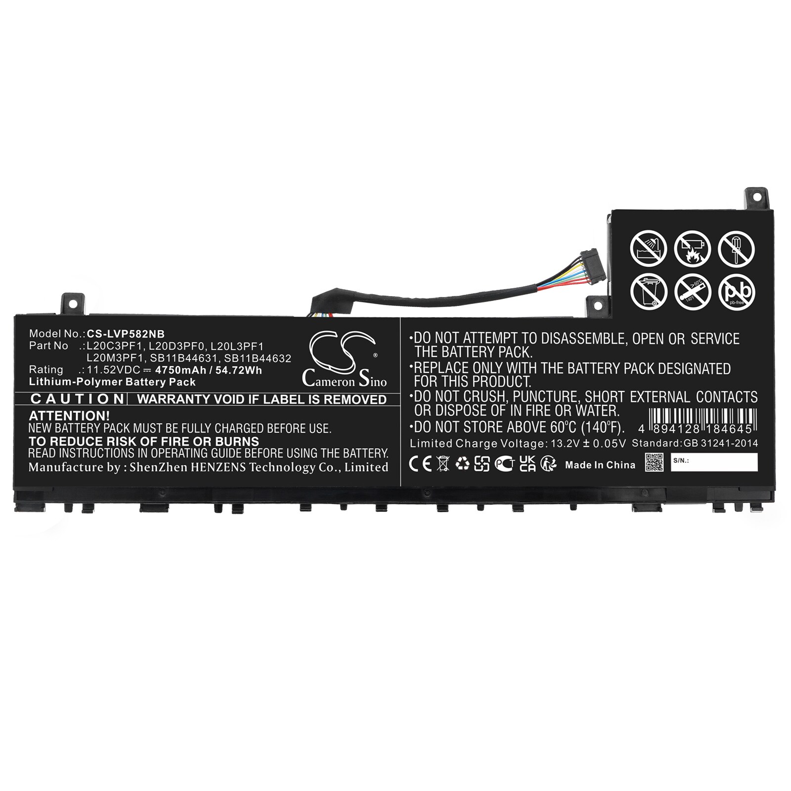 Batteri til bærbar PC for Lenovo IdeaPad 5 Pro 14ITL6-82L30004MX og andre.
