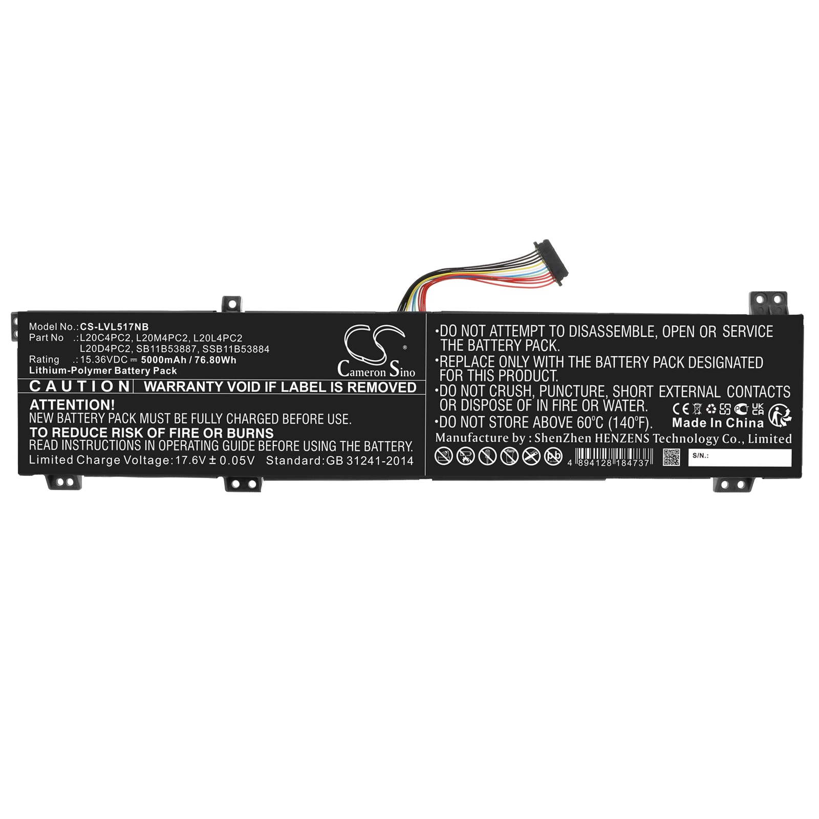 Batteri til bærbar PC for Lenovo Legion 5 17ACH6H-82JY00GMMX og andre.