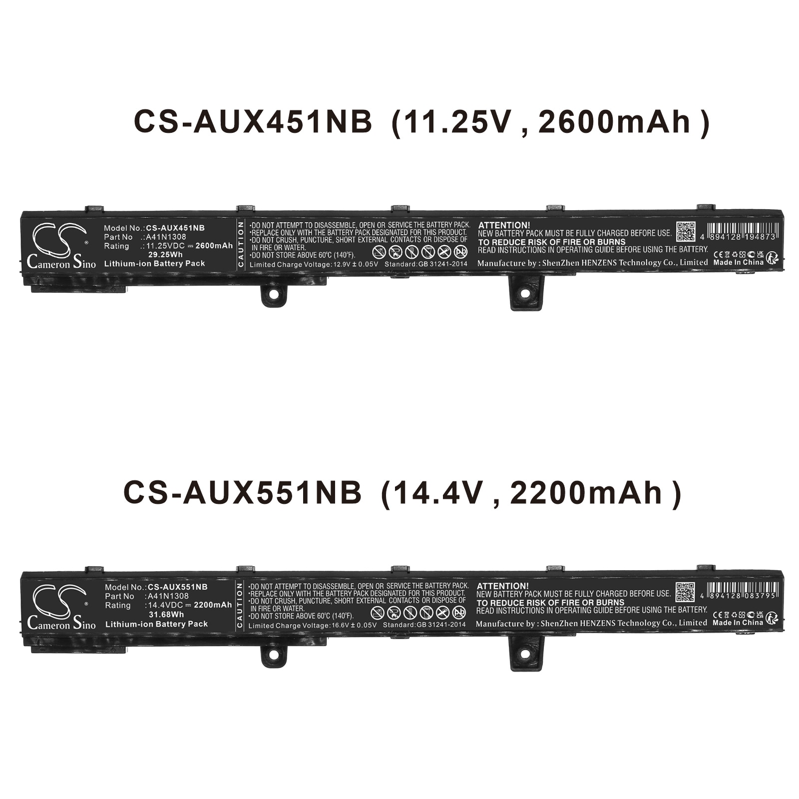 Batteri til bærbar PC for Asus X551C, X551CA, X551CA-0051A2117U og andre.