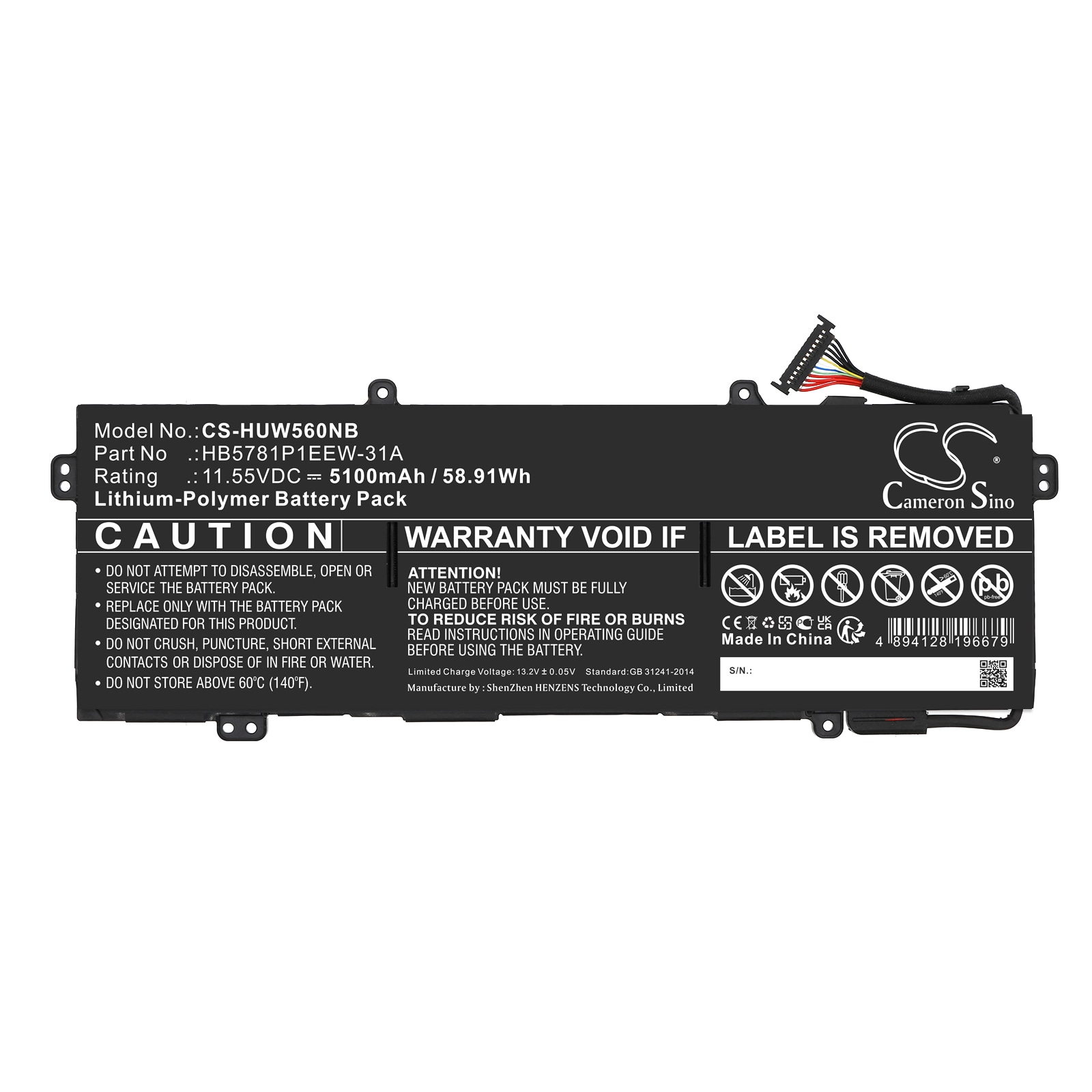Batteri til bærbar PC for Huawei MateBook 13S I5 11300H, MateBook 14S I7 og andre.