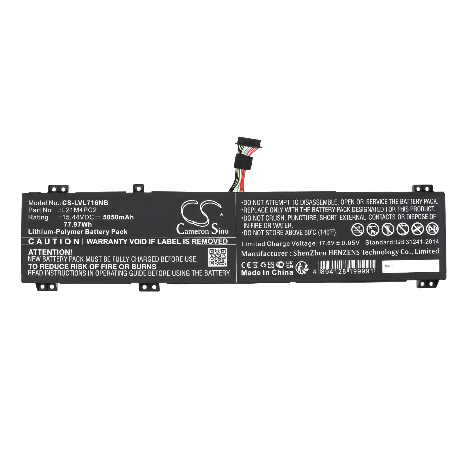 Batteri til bærbar PC for Lenovo Legion 7 16IAX7 82TD0099MH og andre.