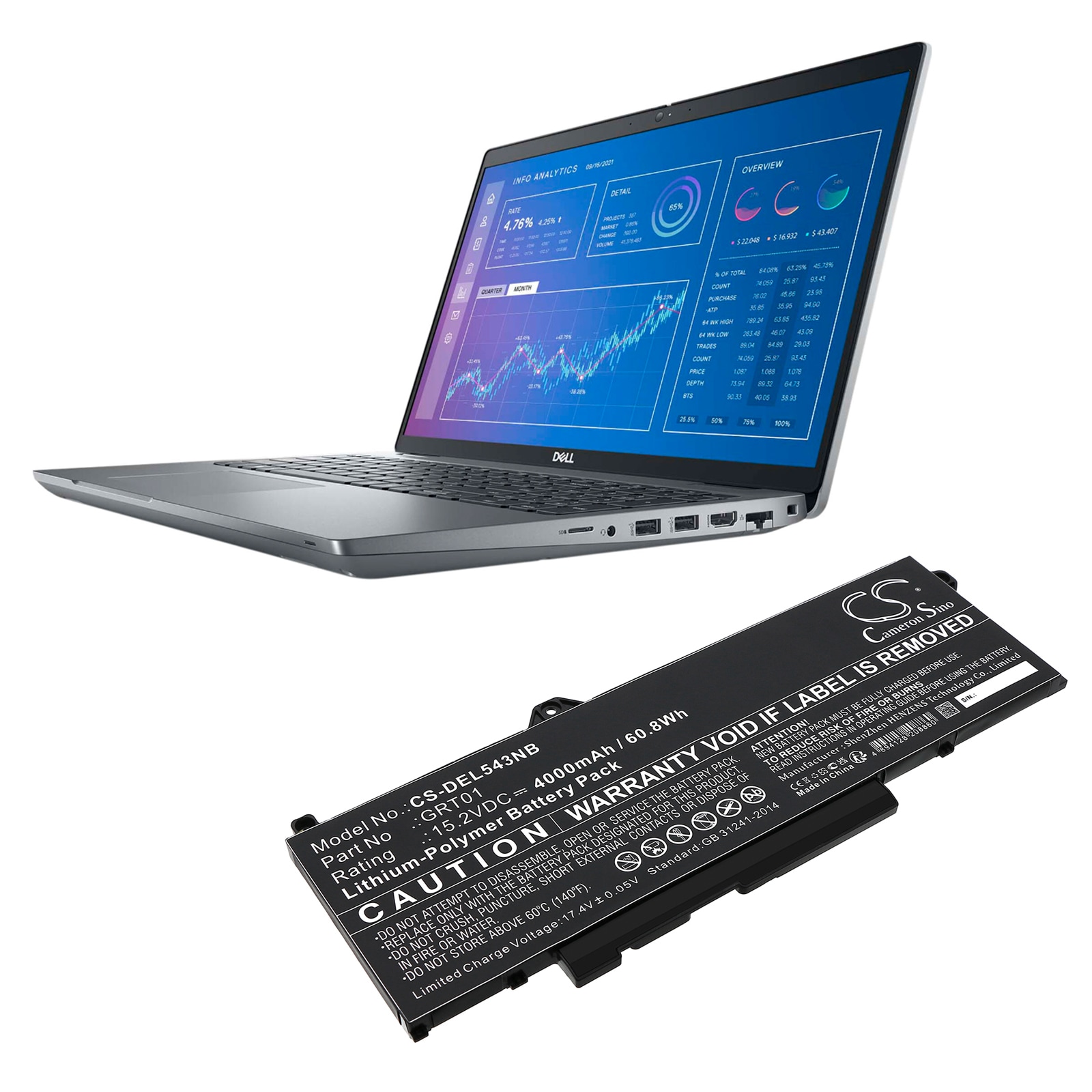 Batteri til bærbar PC for DELL Precision 15 3571, Alienware M17 R5 AMD og andre.