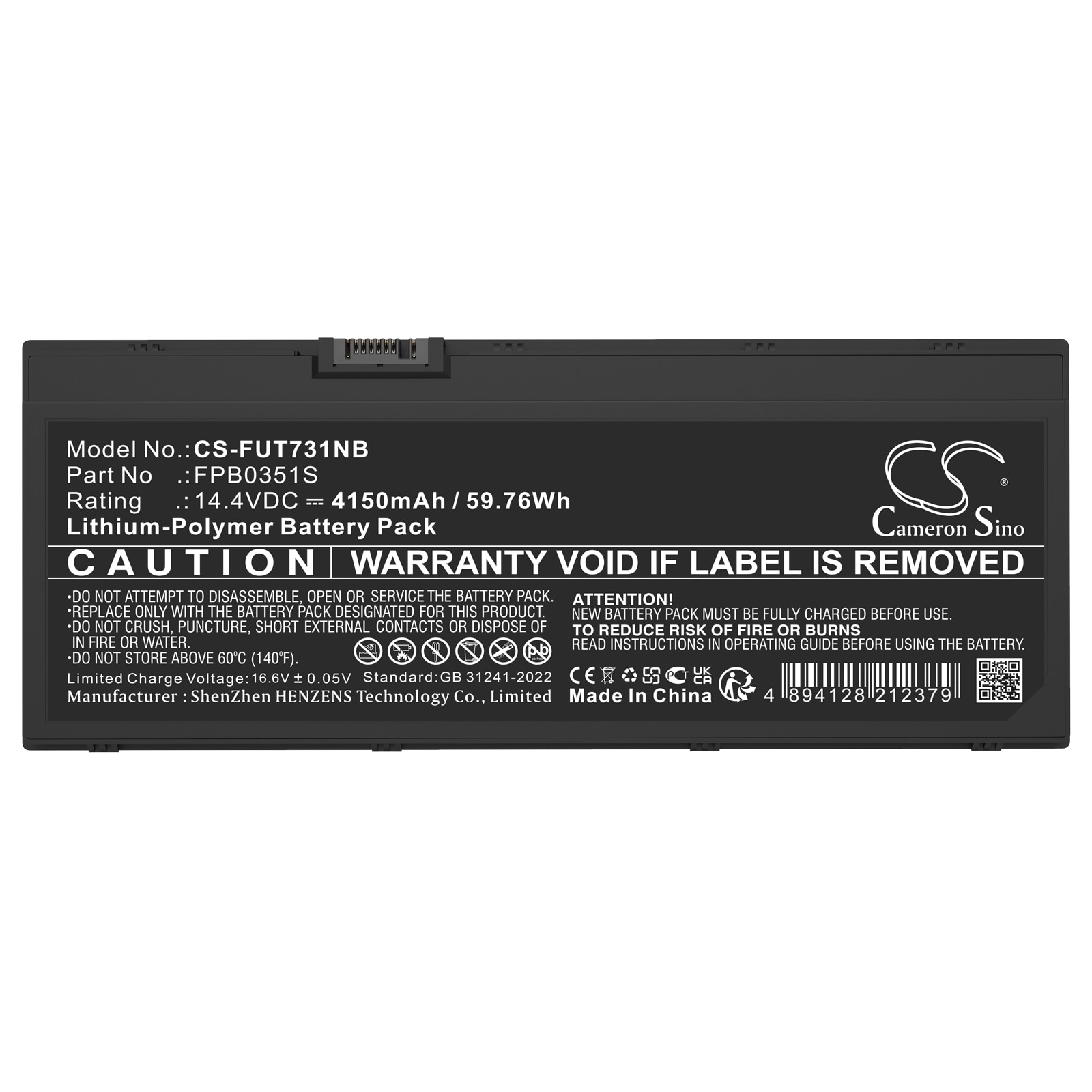 Batteri til bærbar PC for Fujitsu LIFEBOOK U7311, LifeBook U7310