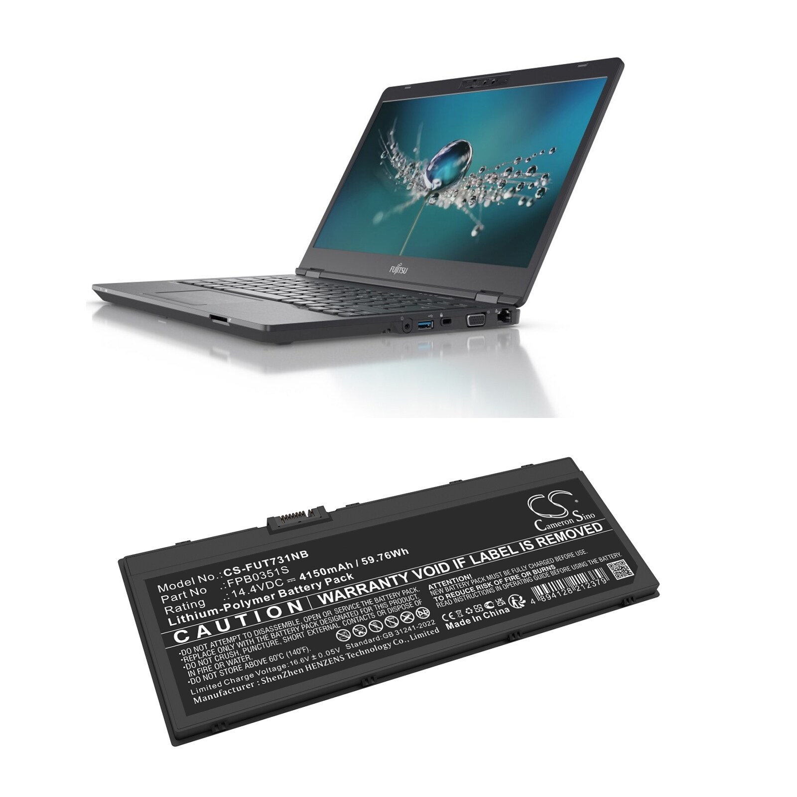 Batteri til bærbar PC for Fujitsu LIFEBOOK U7311, LifeBook U7310
