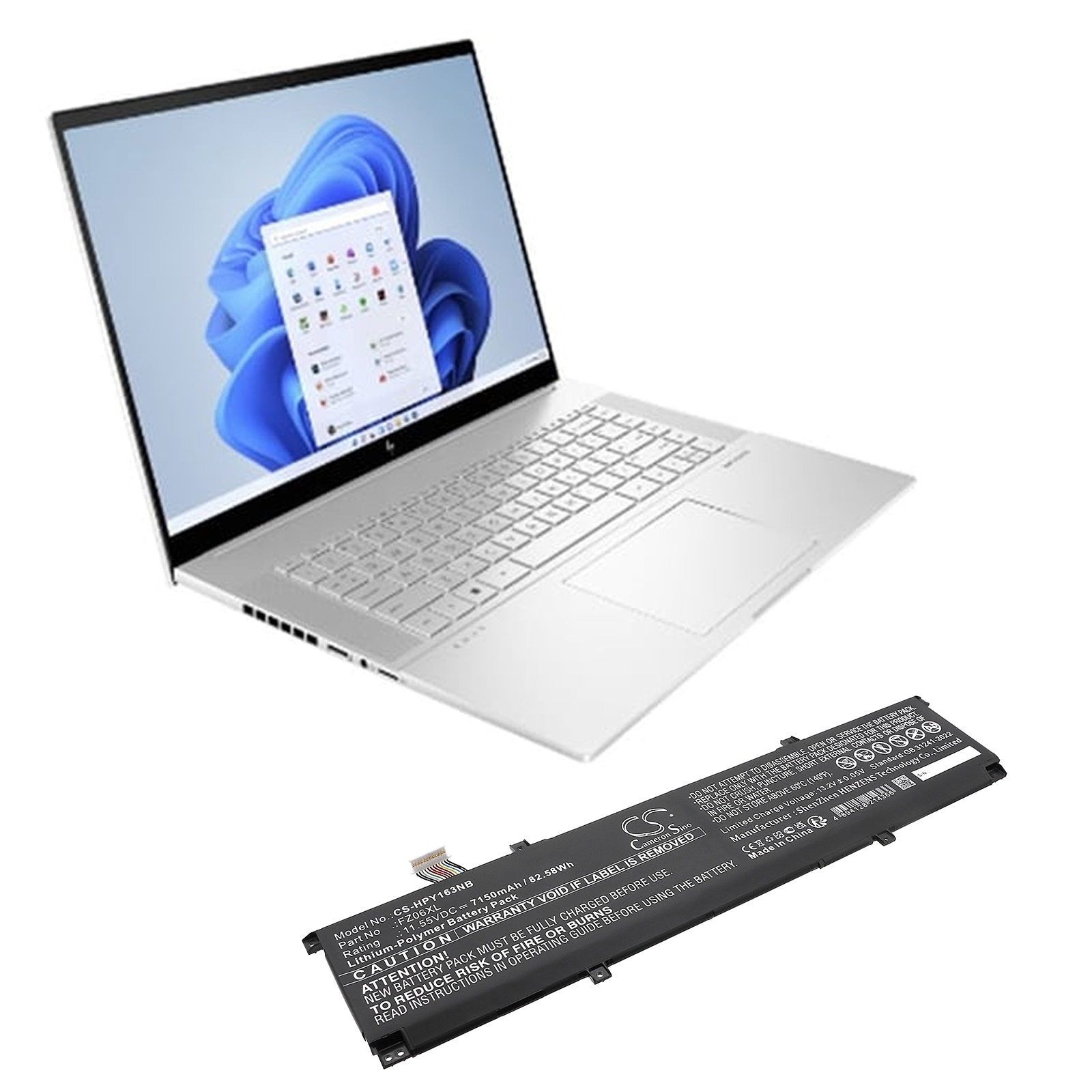Batteri til bærbar PC for HP 16-f0035nr, 16t-f000, ENVY 16-H0000CI og andre.