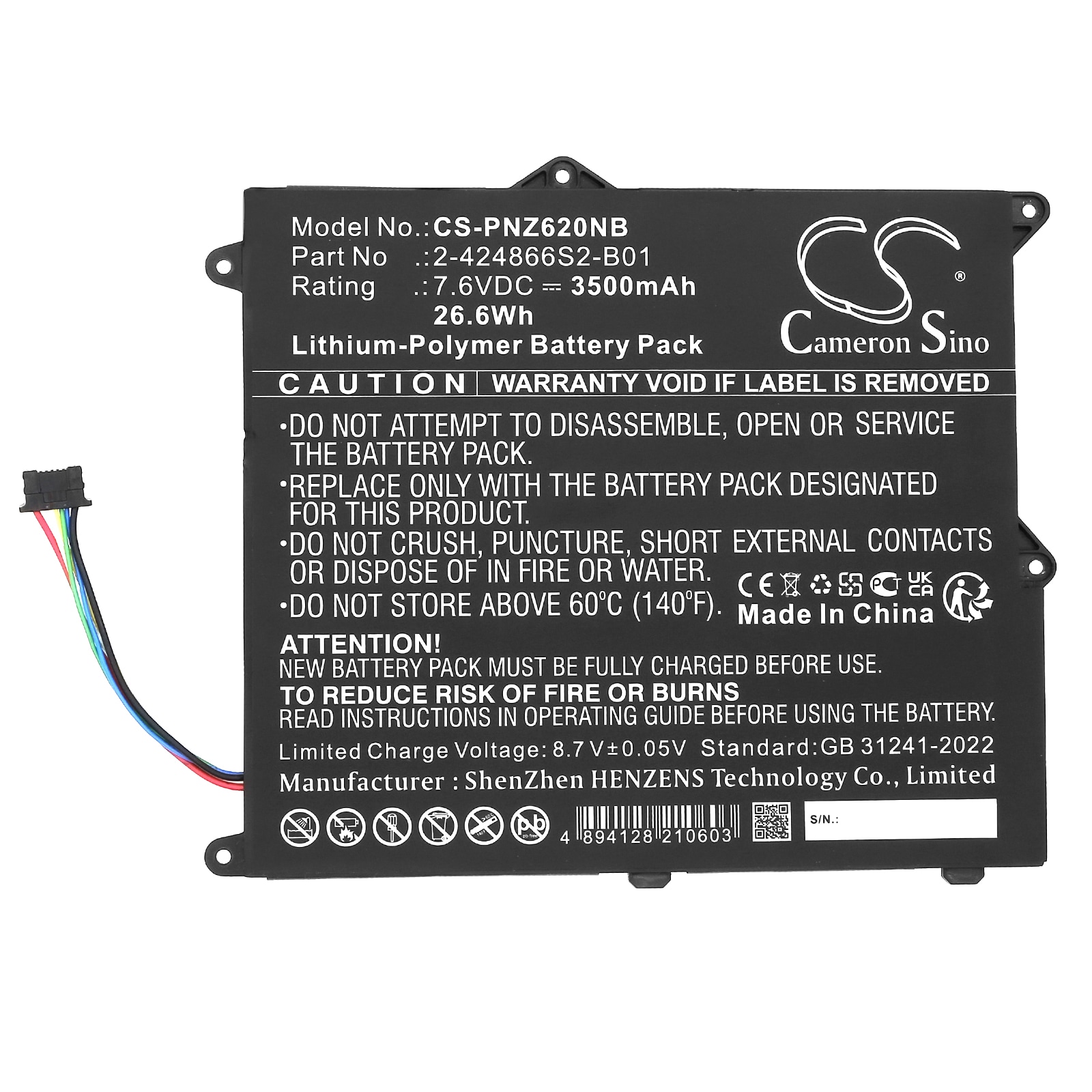 Batteri til bærbar PC for Panasonic CF-XZ6, CF-XZ62, CF-XZ62DCQR og andre.