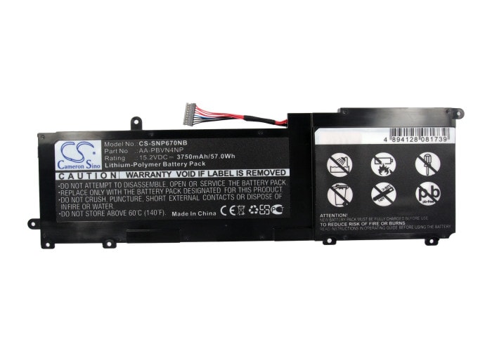 Batteri til bærbar PC for Samsung Ativ Book 6, NP670Z5E, NP670Z5E-X01 og andre.