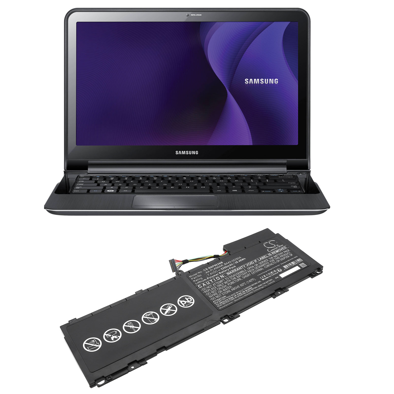 Batteri til bærbar PC for Samsung NP900X3A, 900X3A-A01, 900X3A-01IT og andre.