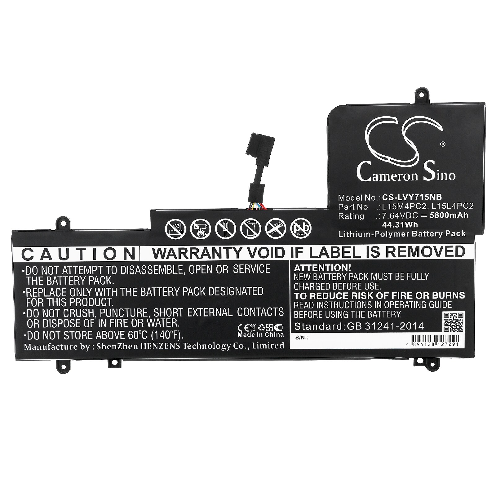Batteri til bærbar PC for Lenovo Yoga 710 15", Yoga 710-15ISK og andre.