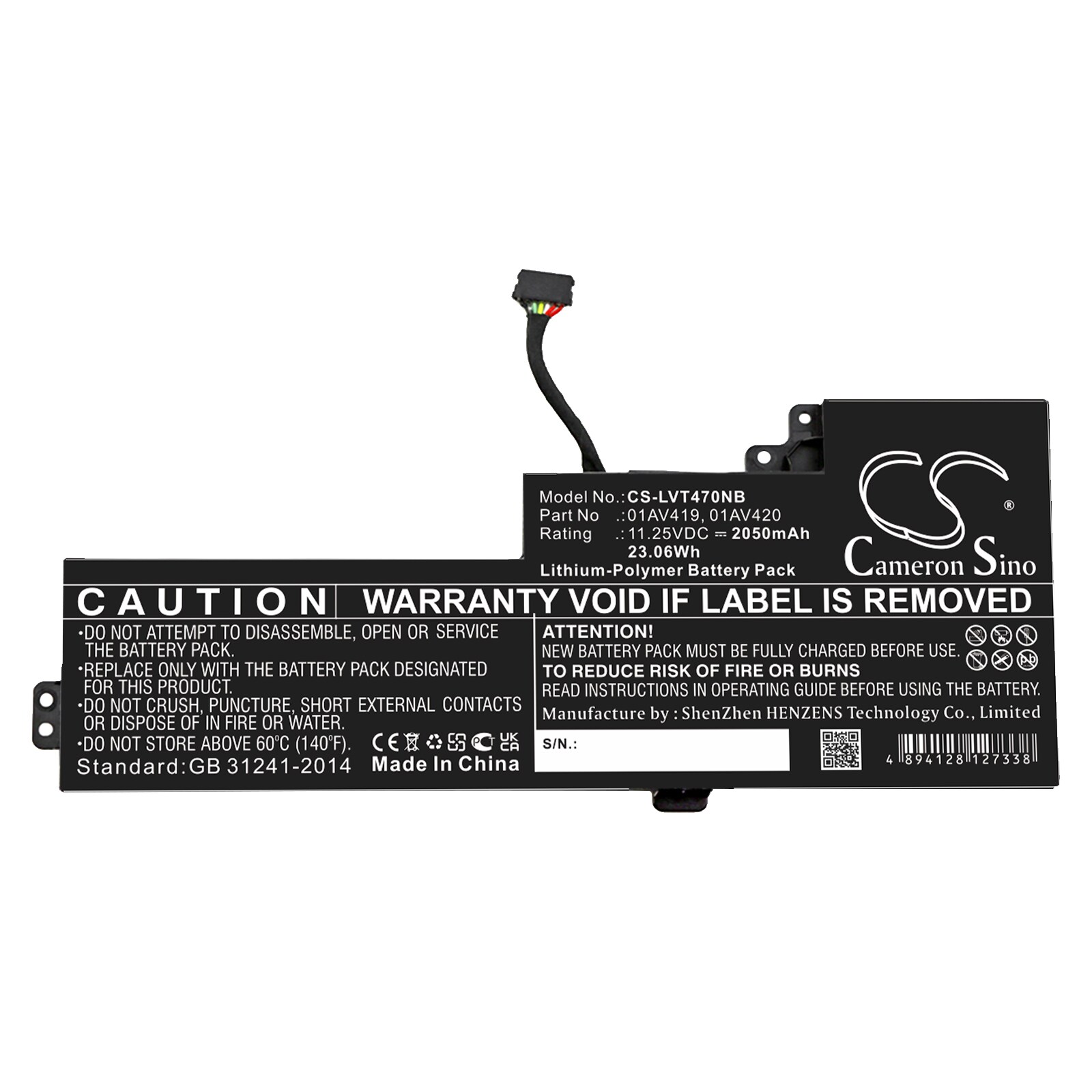 Batteri til bærbar PC for Lenovo ThinkPad T470, ThinkPad T470 20HD002TCD og andre.