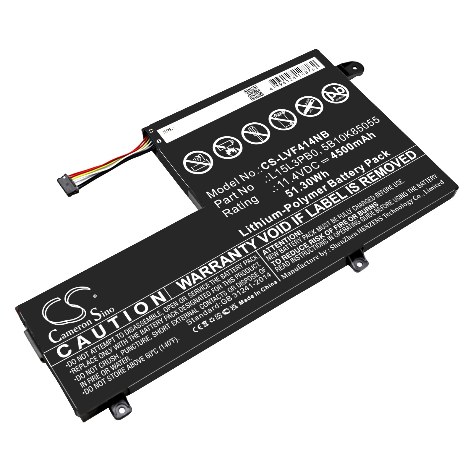 Batteri til bærbar PC for Lenovo Flex 4 1470, Flex 4 1480, 80SA0002US og andre.