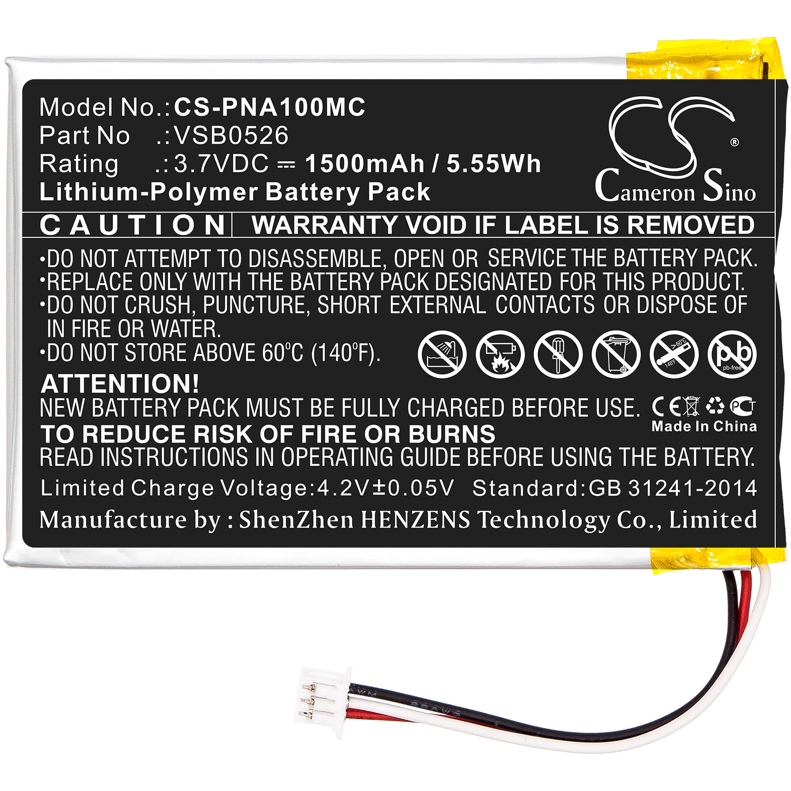 Batteri til kamera for Panasonic HX-A100, HX-A1M, HX-A100-H osv.
