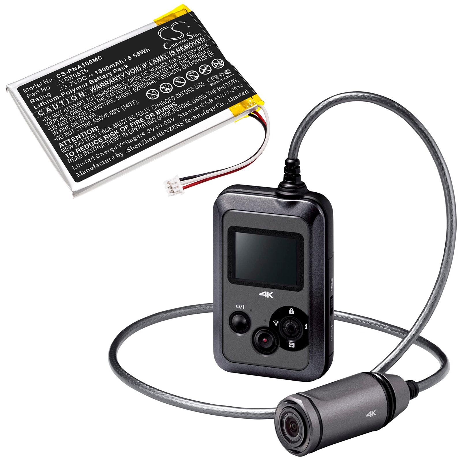 Batteri til kamera for Panasonic HX-A100, HX-A1M, HX-A100-H osv.